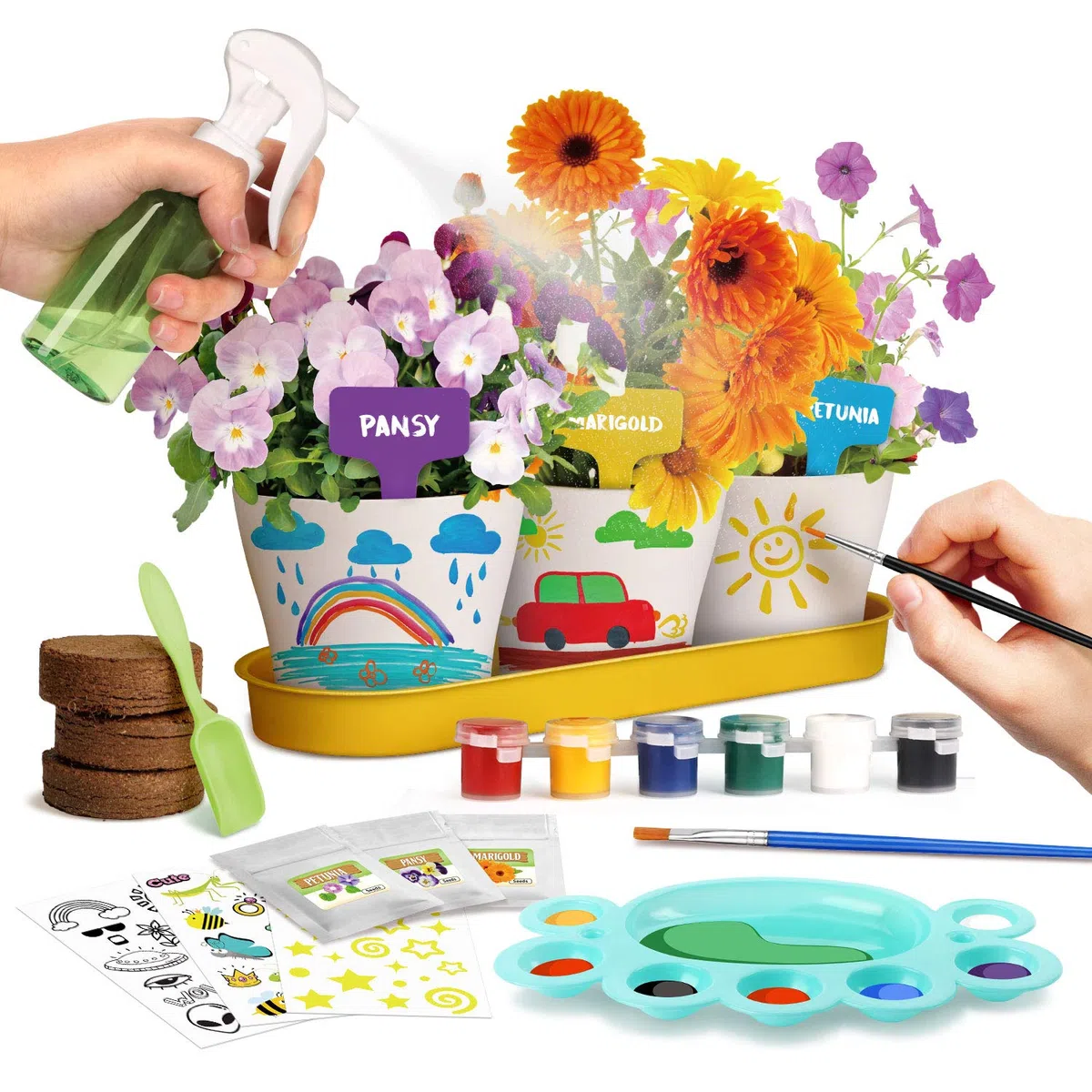 Dr.Daz Kit Pittura e Pianta Fiori per Bambini, completo diy kit coltivazione fiori, Giocattolo STEM, Regalo di Compleanno per Ragazze e Ragazzi 6-13 Anni