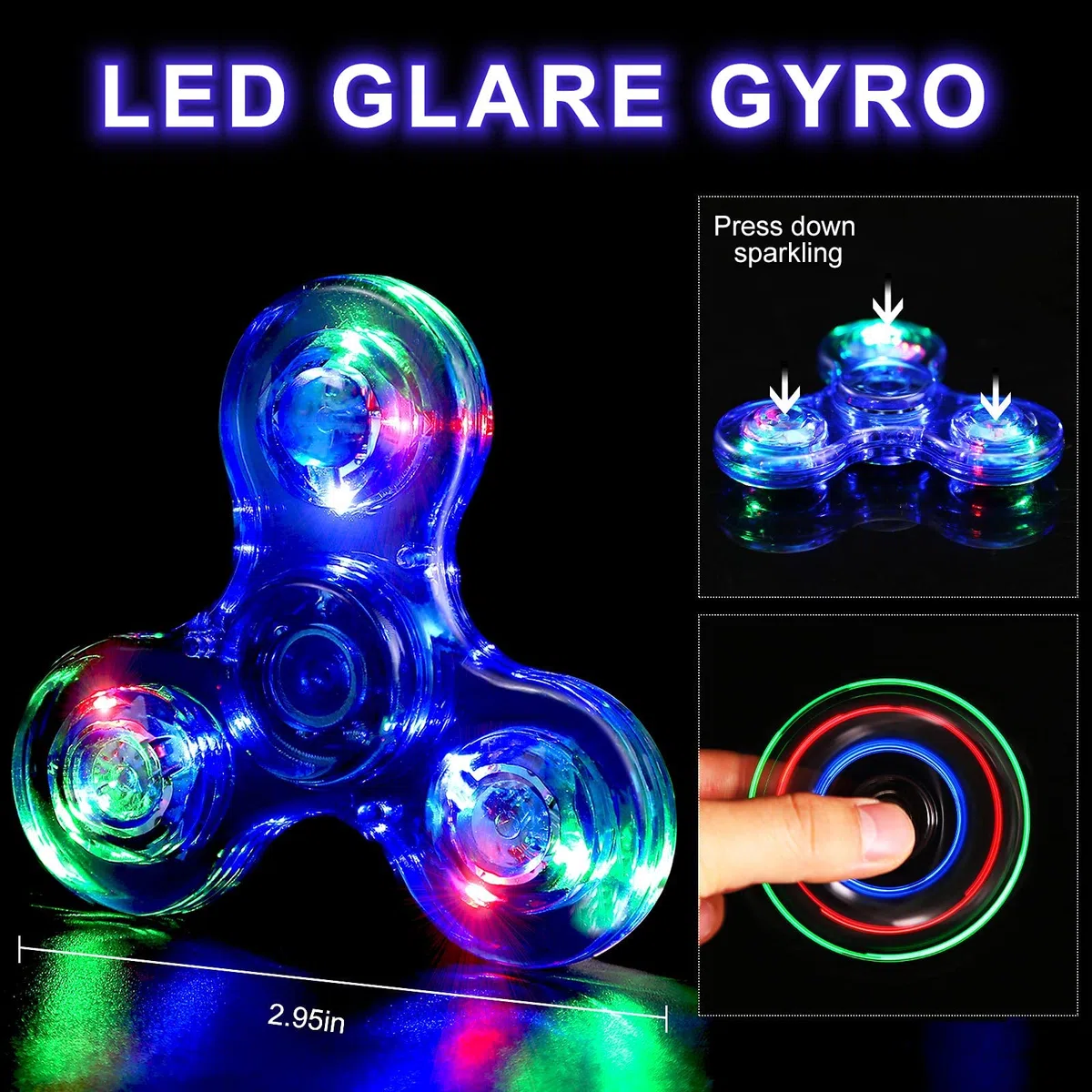 SCIONE 5 Confezioni Fidget Spinners, Pacchetti Cristallo Hand Fidget per Regali di Pasqua Giocattoli Fidget per Bambini-LED a Dita Fidget Spinner-ADHD Gioco per l'Ansia Riduttore di Sollievo di Stress