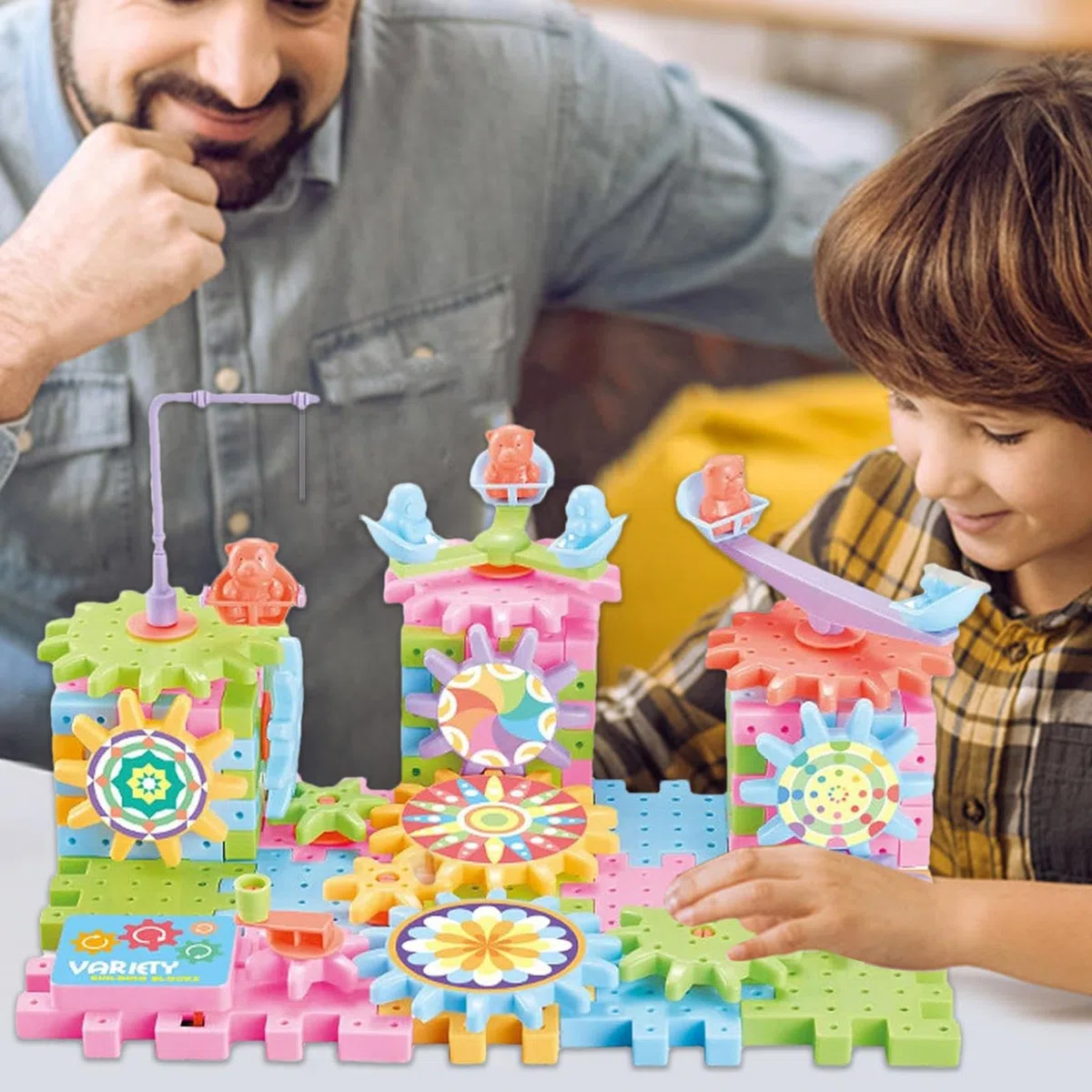 Set di Giocattoli per la Costruzione di Ingranaggi | Set di Ingranaggi ad Incastro | Ingranaggi rotanti ad Incastro riutilizzabili per Costruire Giocattoli educativi per Bambini dai 3