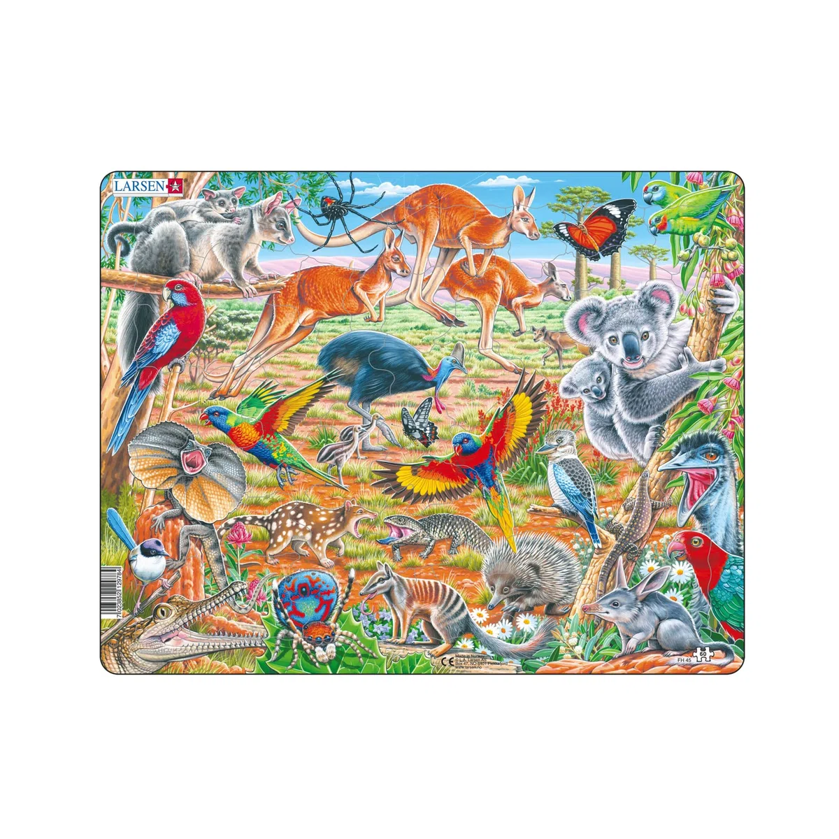 Larsen FH45 La fauna unica dell'Australia, Puzzle Incorniciato con 60 pezzi
