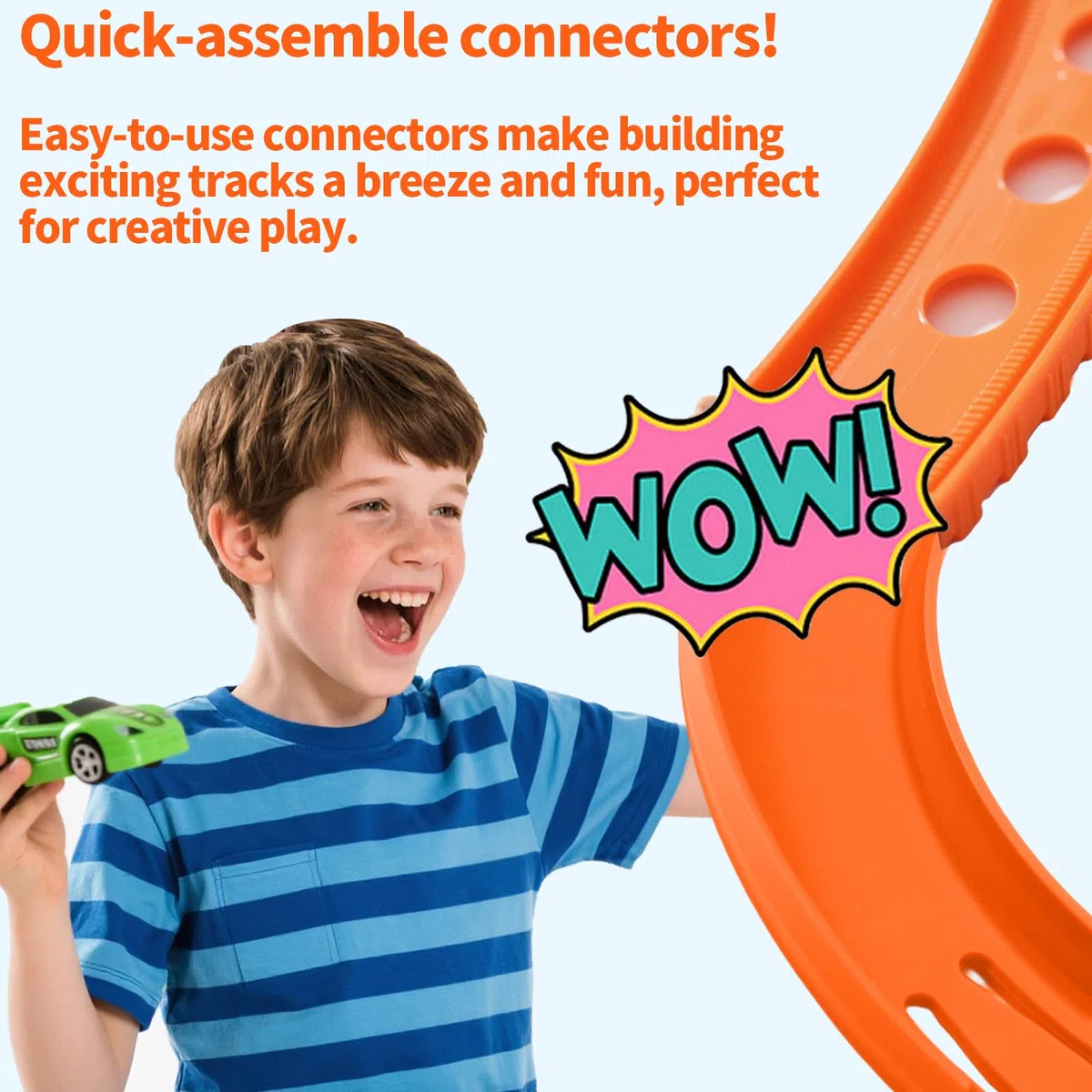 4pz Connettori Pista per Hot Wheels, Premium ABS 90 Gradi Connettori per Pista Curva Componenti Traccia Macchinine Giocattolo Compatibili con Hot Wheels (Arancione)