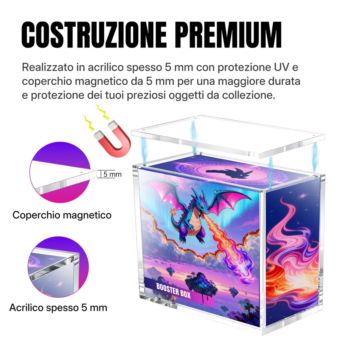 Wigearss Scatola Magnetica Acrilica, Custodia Protettiva per Pokemon Booster Box