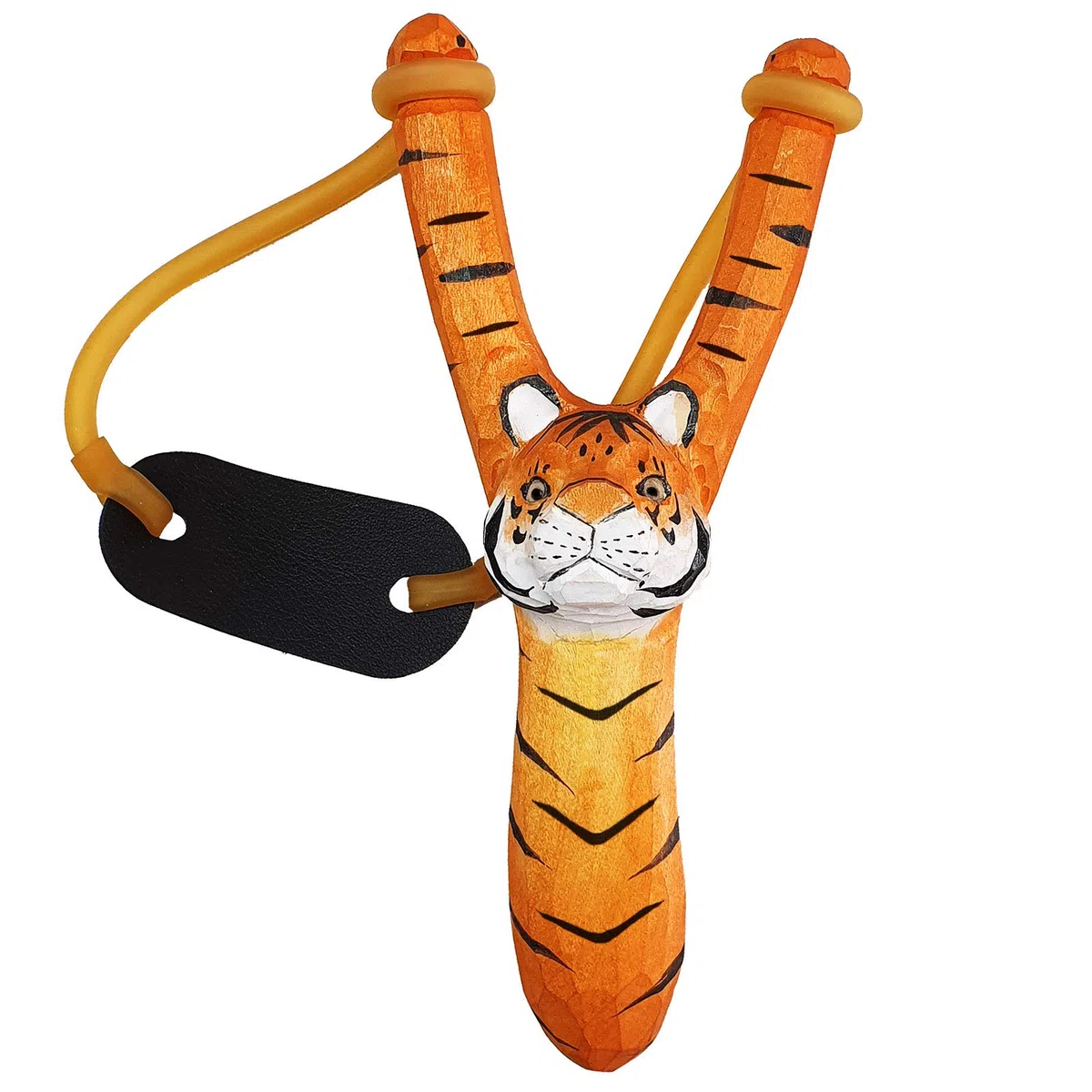 Pixelstudio Fionda per Bambini con Motivi Animali in Legno, Zwille Schleuder, Regalo per Ragazzi, Tigre