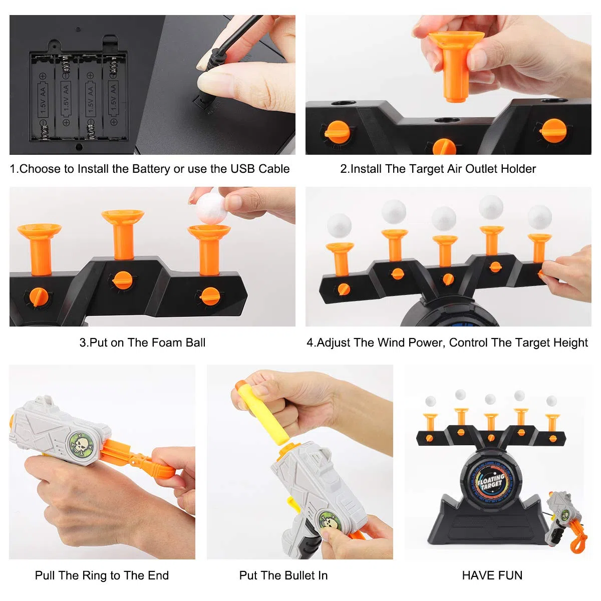 Herefun Gioco Bersaglio Galleggiante, Bersaglio Galleggiante Elettrico, Giochi di tiro Elettrico, Freccette Gioco Sparatutto Shooting Giocattoli da Allenamento con 2 Pistole, 10 Proiettile