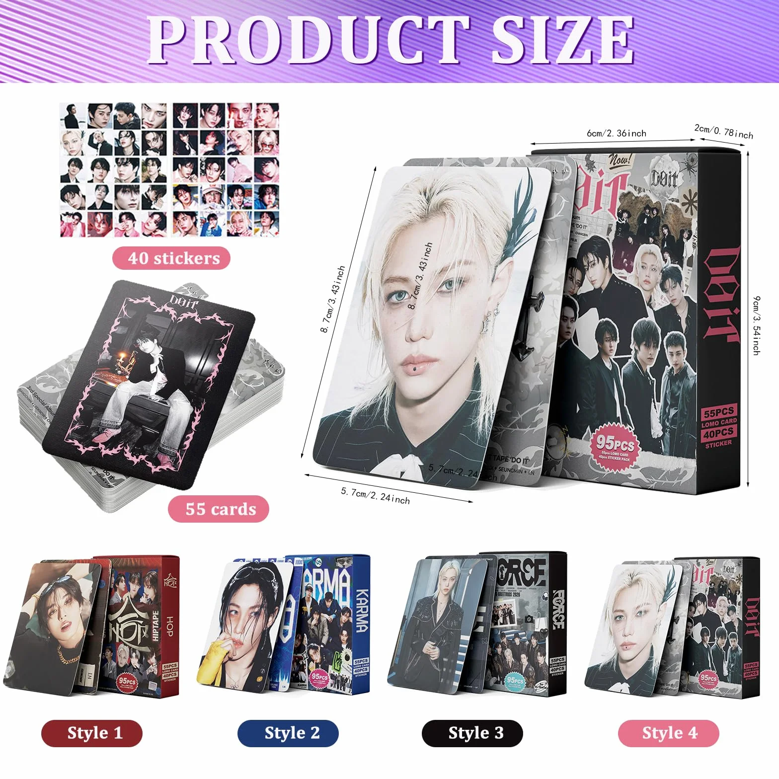 380 Pezzi SK 5 Stelle Album Set di Adesivi per Fotocarte,Carte da Collezione SK K-Pop,SK Lomo Karten,Includere 220 SK Album Fotocard e 160 SK Photo Sticker Set Regalo per Kpop Fans Merchandise