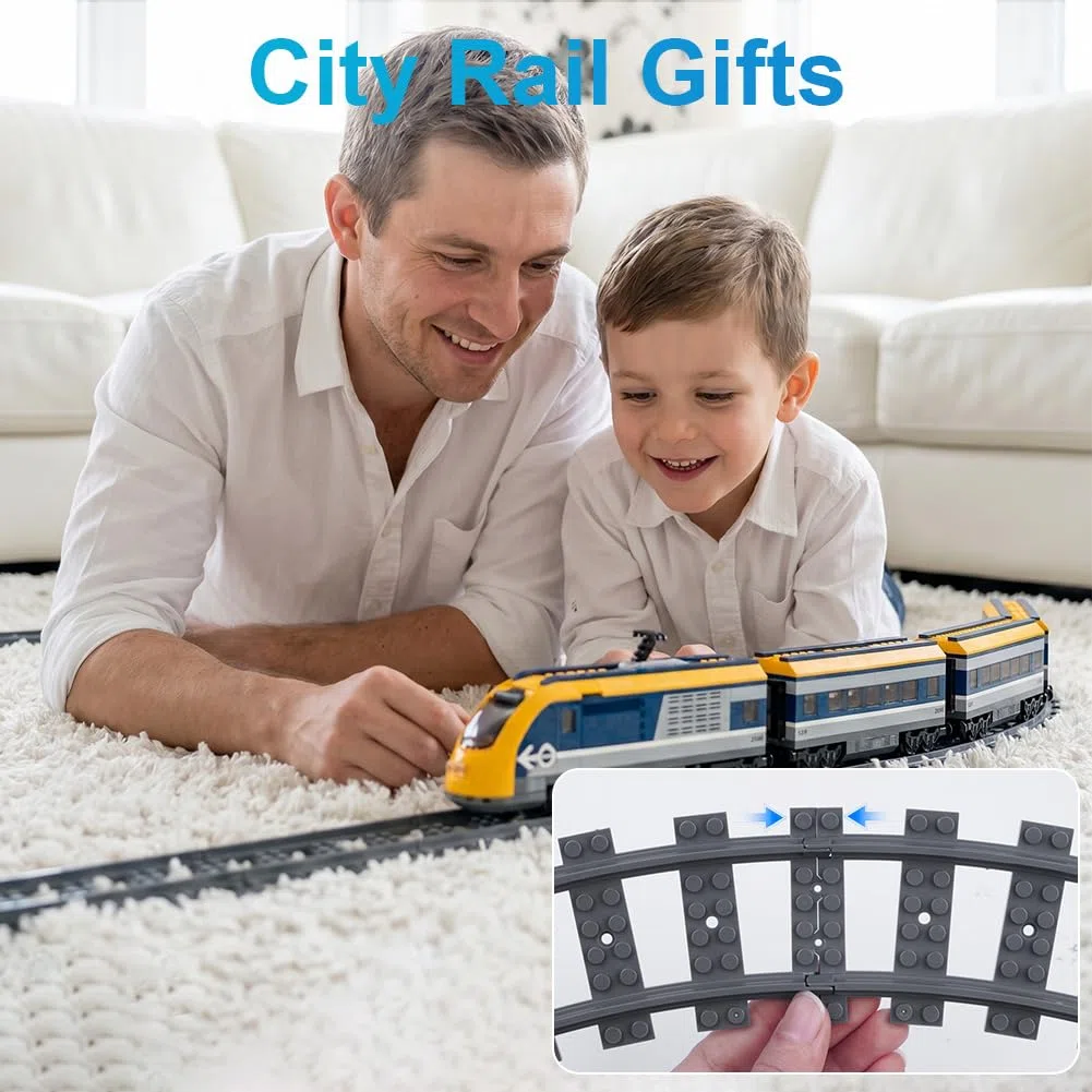 HOTUT 32 pezzi City Binari, Classic City Set di Binari Curvi Rails, Treno da Città per Ampliare la Ferrovia del Treno Giocattolo per Ragazzi Ragazze compatibili con il leader di mercato