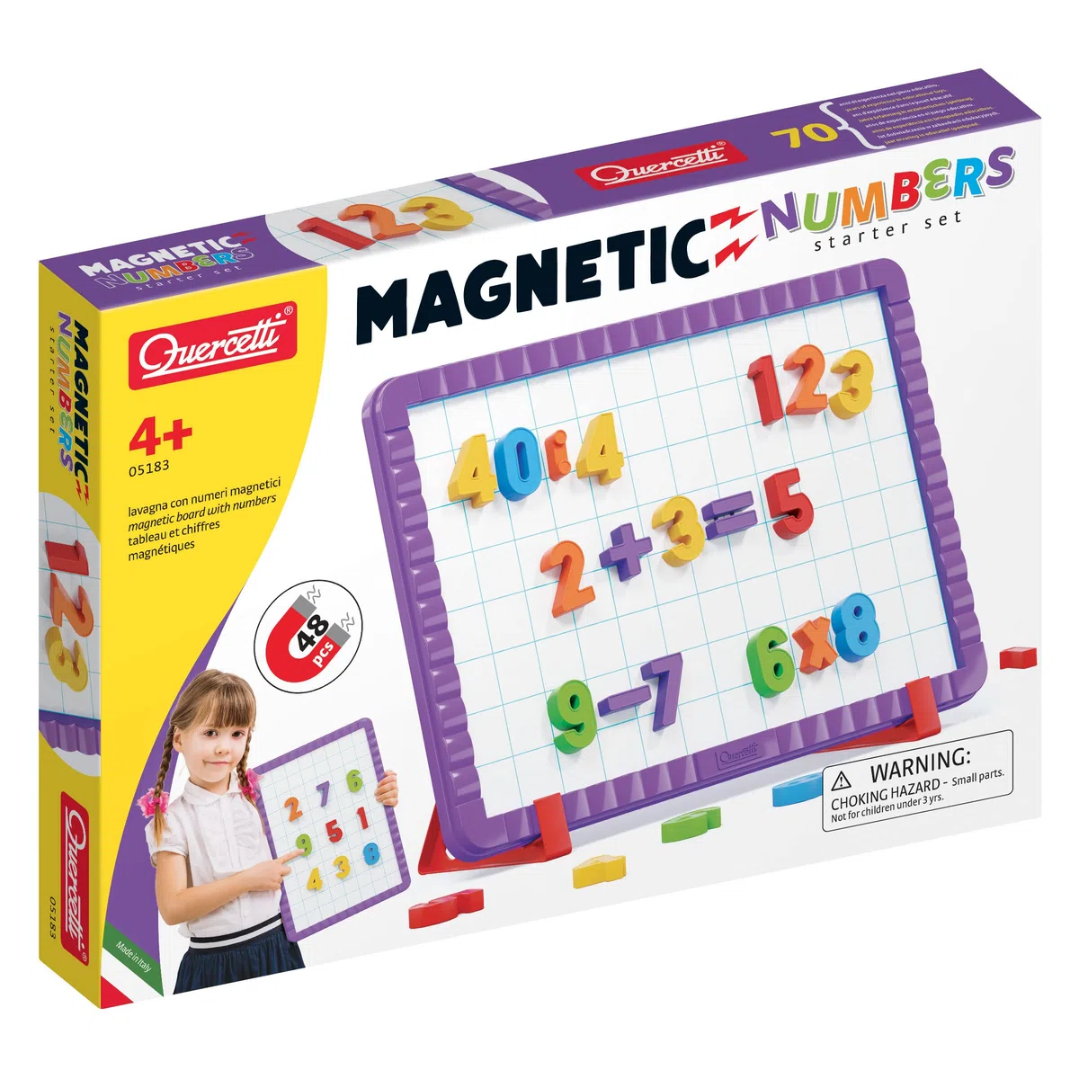 Quercetti Magnetino Numbers Starter Set, Lavagna Magnetica per Bambini con 48 Numeri Magnetici Giochi Bambini 4 Anni Giochi Educativi 5 Anni Motricità Fine e Pensiero Creativo