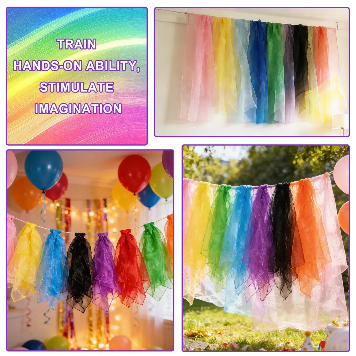 20 Pezzi Foulard Giocoleria,60x60cm Sciarpe di Giocoleria Sciarpe Danza,per spettacoli, magia e acrobatica nei programmi dell'asilo materno