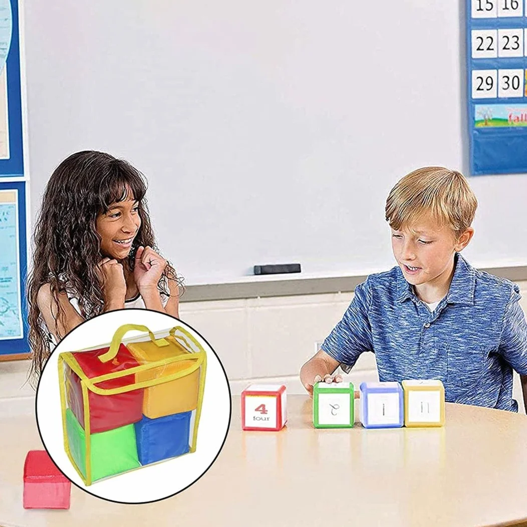 Set di 4 Dadi da Gioco, cubi in Morbida Schiuma, cubi tascabili per Imparare a insegnare, Dadi tascabili, in Schiuma, Grandi per Il Set Classe
