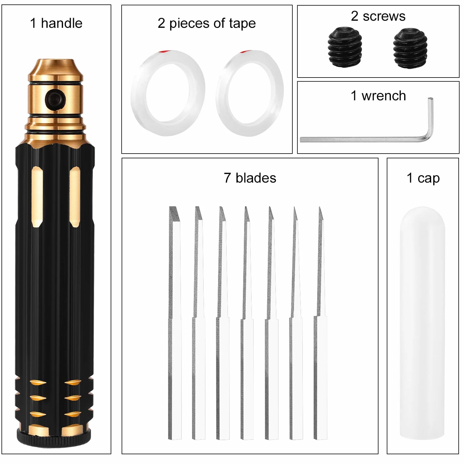 Kit Strumento Incisione Modelli, Scalpello Modelli con 7 Lame 0.1/0.2/0.4/0.6/0.8/1.0/2.0mm, Incisore Linee Linee Pannellatura Precisione per Gundam Incisione Resina GK Modellini Scala