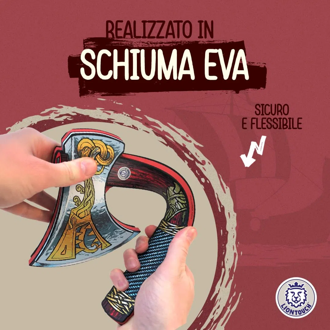 Liontouch - Ascia Vichinga | dai 3+ Anni | Giocattolo Medievale in Gommapiuma di Capo Harald per Piccoli Guerrieri e Giochi da Berserker | Arma Sicura per Costumi e Travestimenti da Bambino