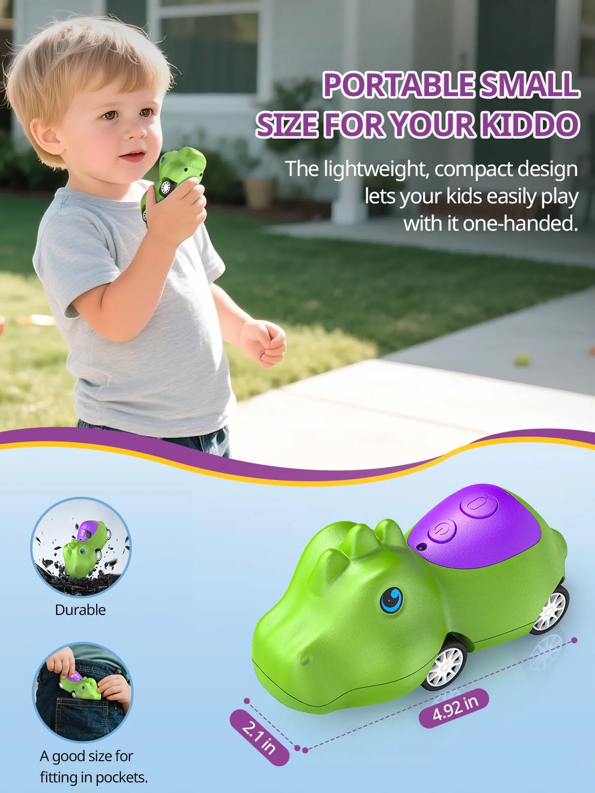 Inspireyes Walkie-Talkie Dinosauro per Bambini, Ricaricabili, Macchinine Giocattolo per Bambini e Bambine 3–7 Anni, Divertente Interno ed Esterno, Regalo di Compleanno e Natale per Bambini, Set da 2