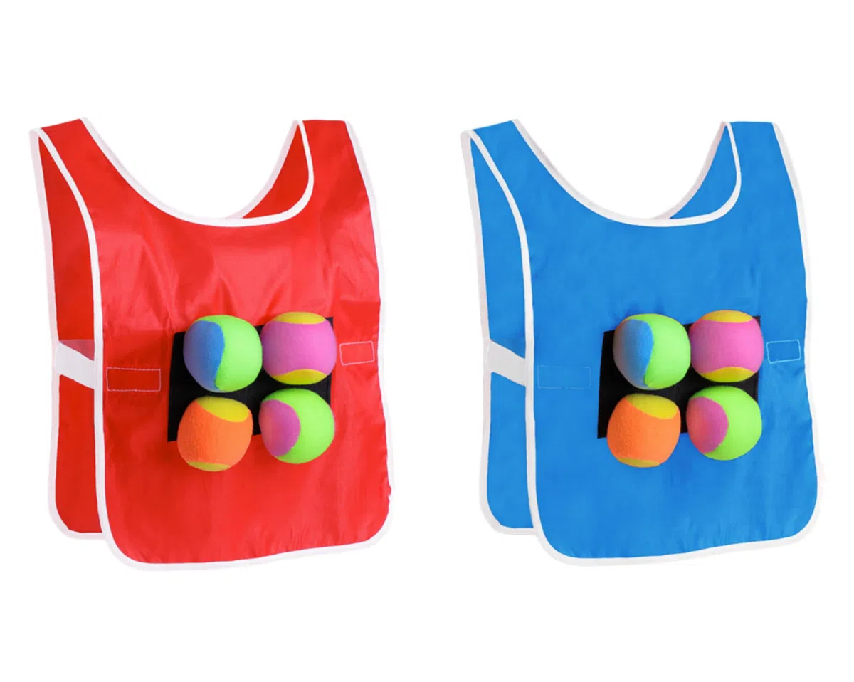 2 Gilet Bersaglio 8 Palle di Cotone Gilet Appiccicosi Giochi Dodgeball Tag Giubbotti Appiccicosi