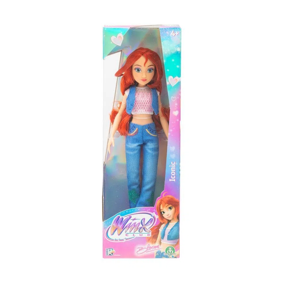 Winx – Bloom Iconic, Bambola 27 cm Snodata con Top e Jeans a Zampa della Serie TV, Giocattolo per Bambina e Bambini dai 4 Anni