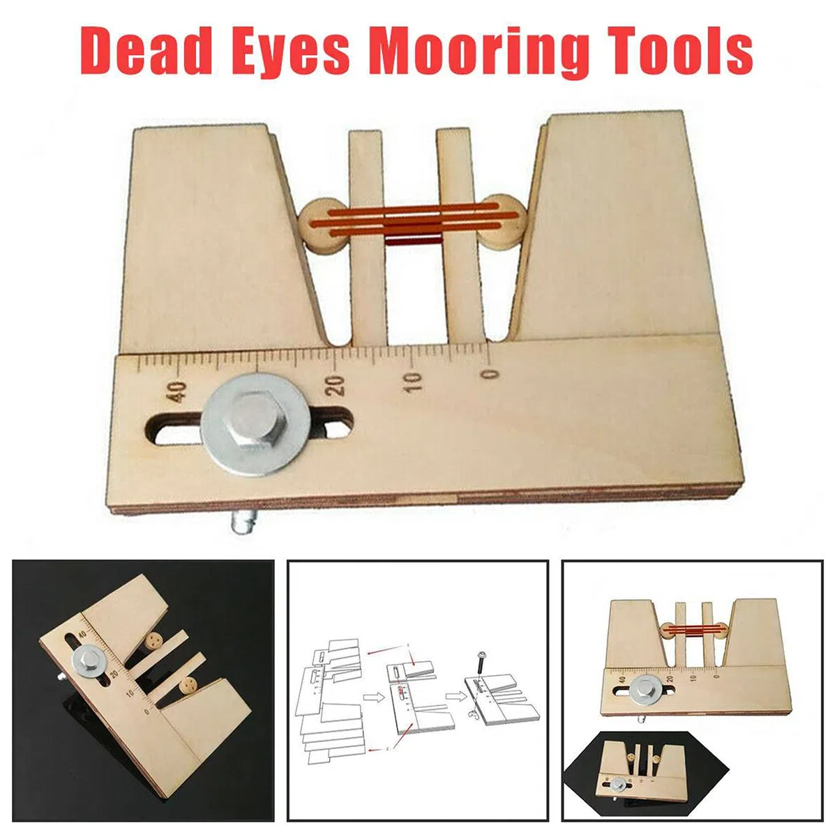 Uadme Kit per Modellismo Navale, Strumento di Ormeggio Ausiliario in Legno Dead Eyes, Regolabile Fix Strumenti di Ormeggio Manuale, Pratico Modello di Nave