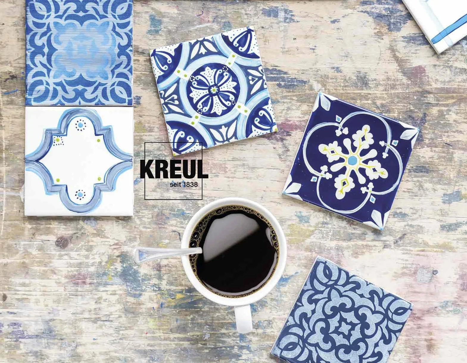 KREUL 16600 - Glass & Porcelain Classic Set di 6 barattoli di vernice classica in vetro e porcellana da 20 ml con 1 pennello Vernice opaca e lucida a base d'acqua