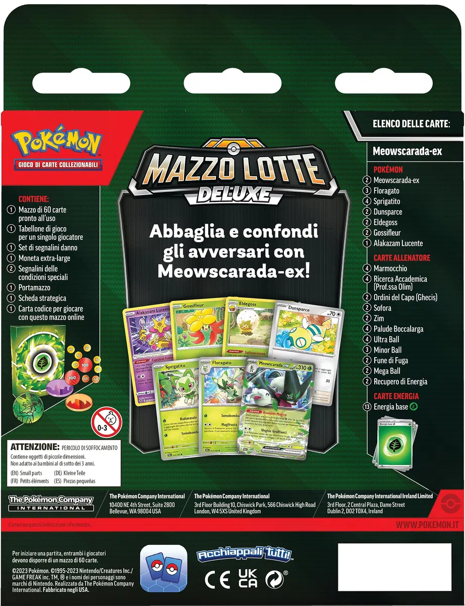 Mazzo Lotte Deluxe Meowscarada-ex del GCC Pokémon (Mazzo di 60 Carte Pronto per Giocare e altri Accessori), Edizione in Italiano