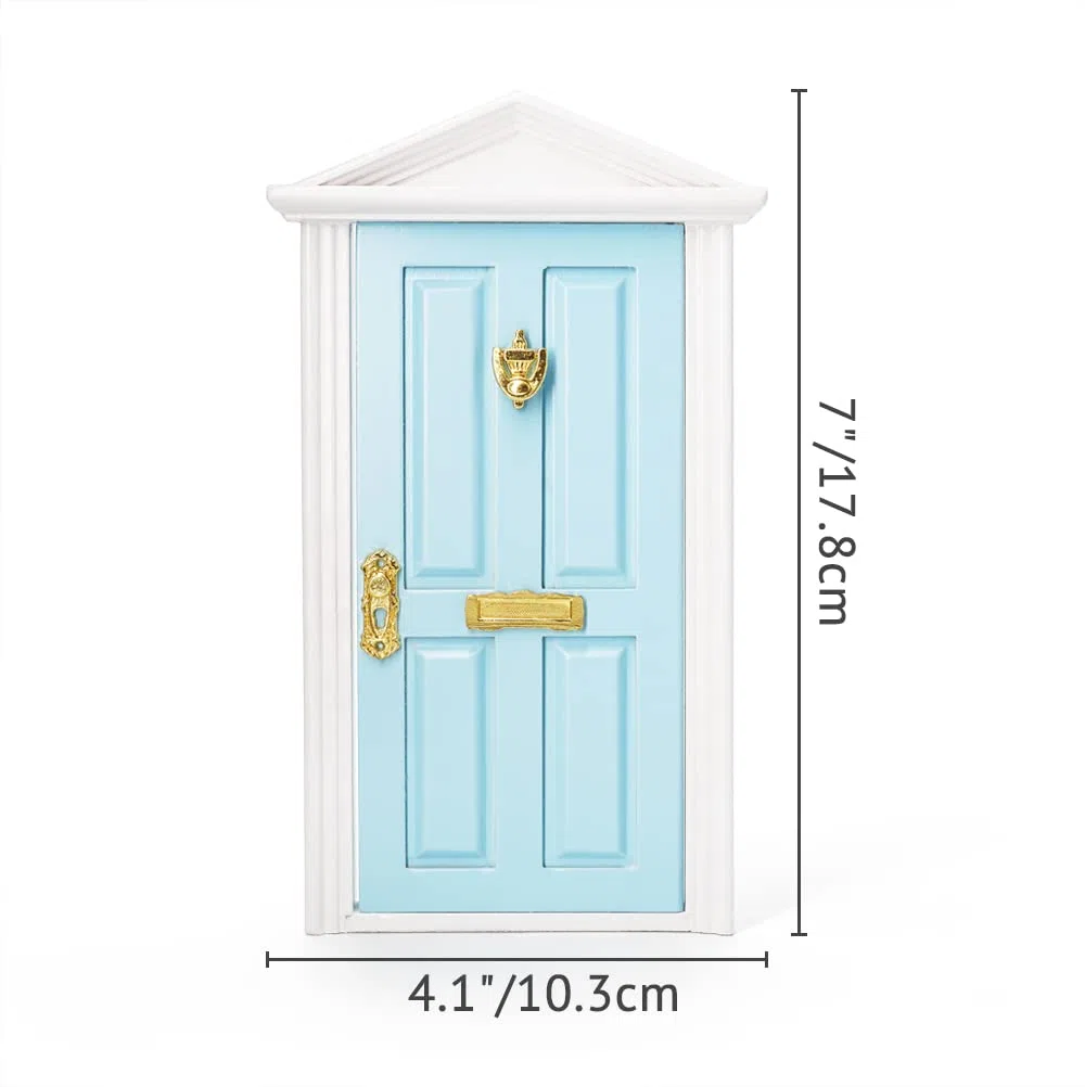 Odoria 1/12 Miniatura Porta Blu con Serratura e Chiave Accessori per Mobili di Casa Delle Bambole