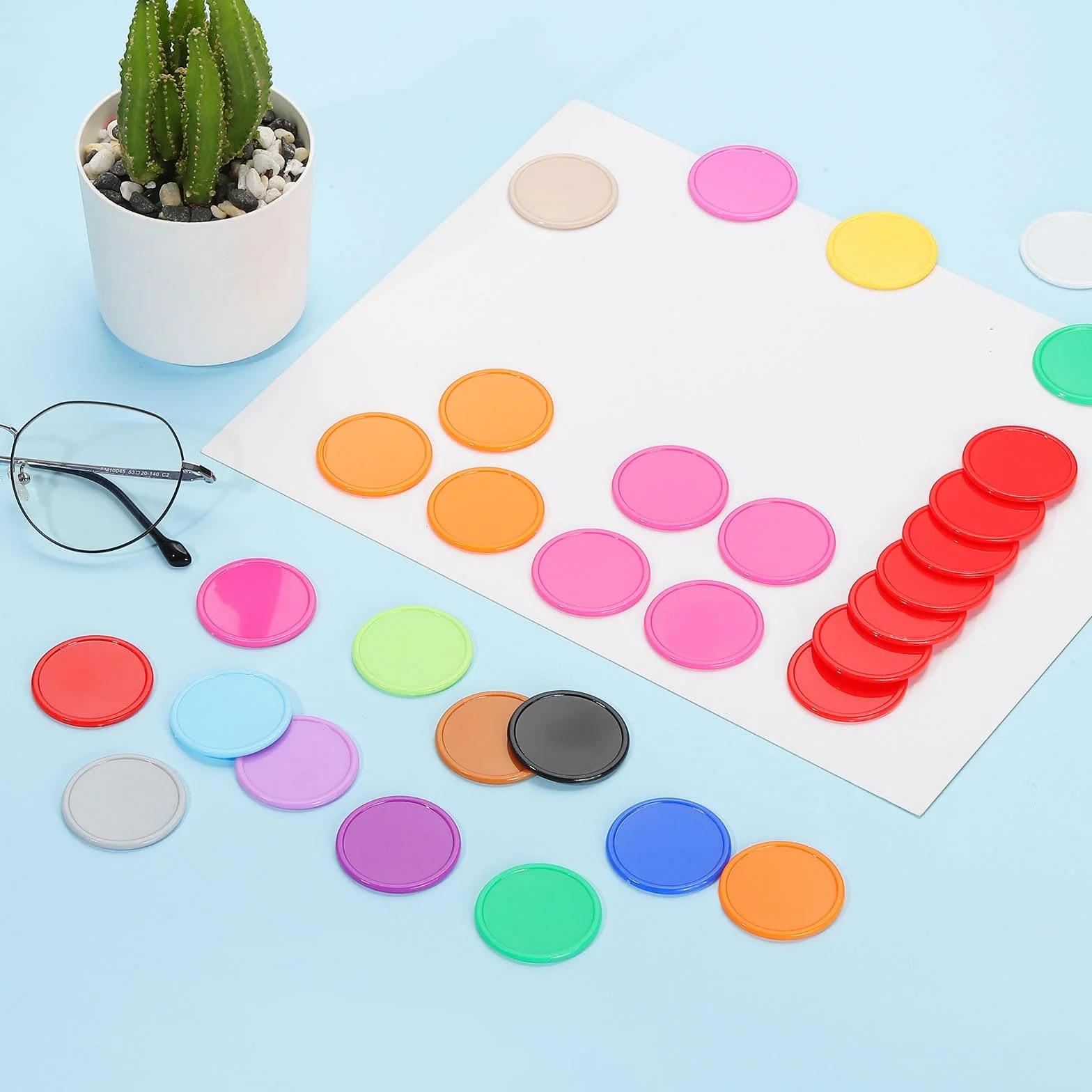 QUARKZMAN 100Pezzi 0.8 Pollici Chip Di Plastica Per Poker, Mini Chip Per Bingo Contatori Per Apprendimento Dischi Per Conteggio Segnapunti Gettoni Opachi Per Giochi, Rosa