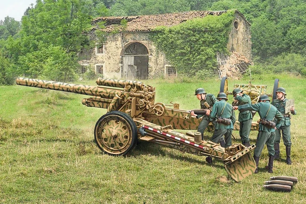 Italeri 7082 15cm Field Howitzer 10,5cm Field Gun, scala 1/72, plastic model kit, modello in plastica da montare, modellismo, mezzi militari, Multicolore