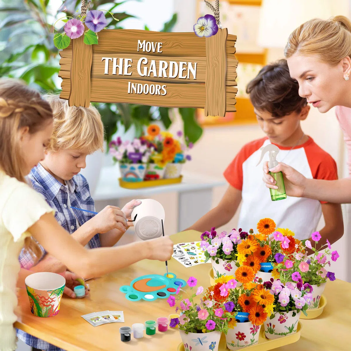 Dr.Daz Kit Pittura e Pianta Fiori per Bambini, completo diy kit coltivazione fiori, Giocattolo STEM, Regalo di Compleanno per Ragazze e Ragazzi 6-13 Anni