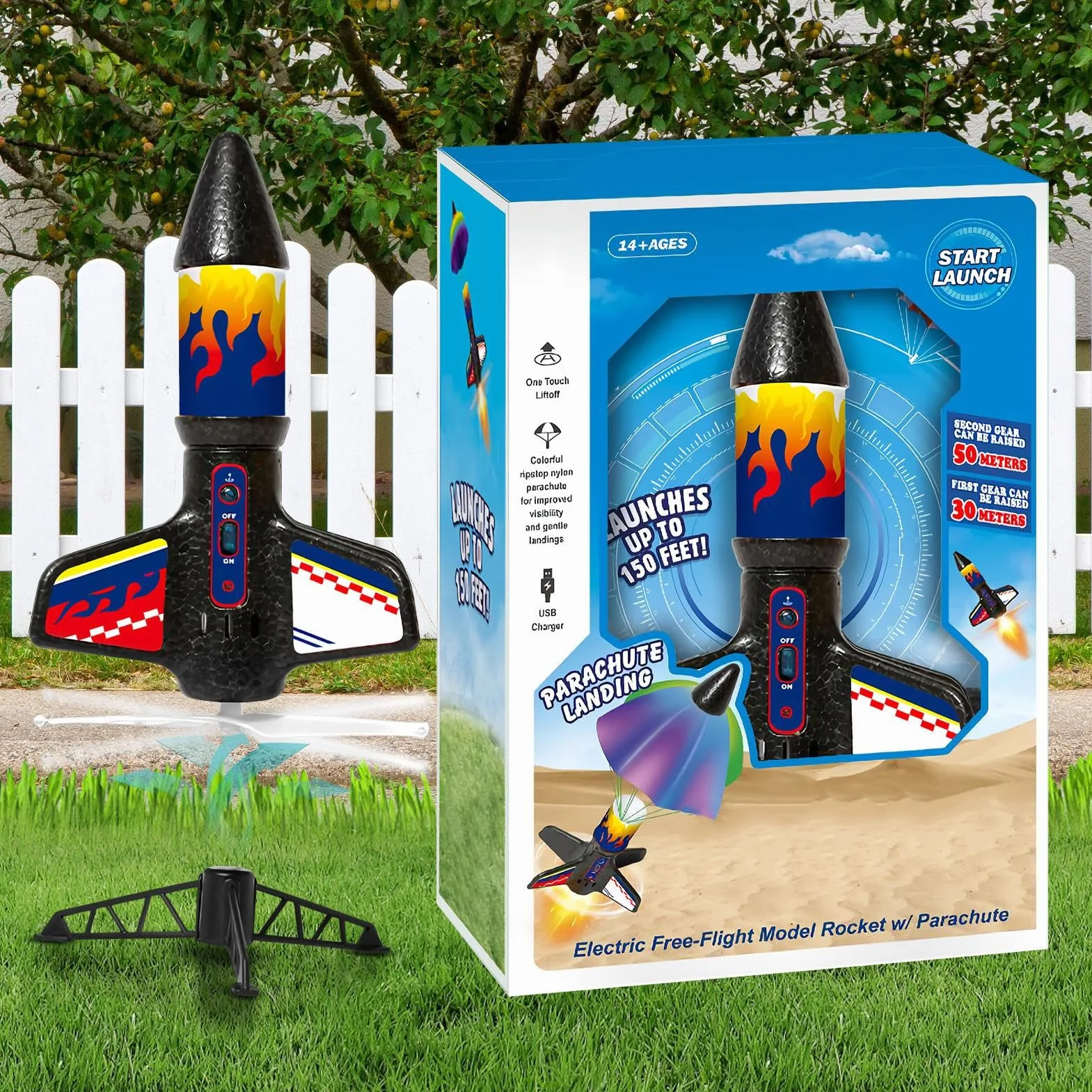 Generico Rocket Toy for Kids, Launching Rocket with Parachute, Outdoor Air Powered launchers Kit, Educational STEM Activity Set for Parent Child Interaction Students Group Play Fun