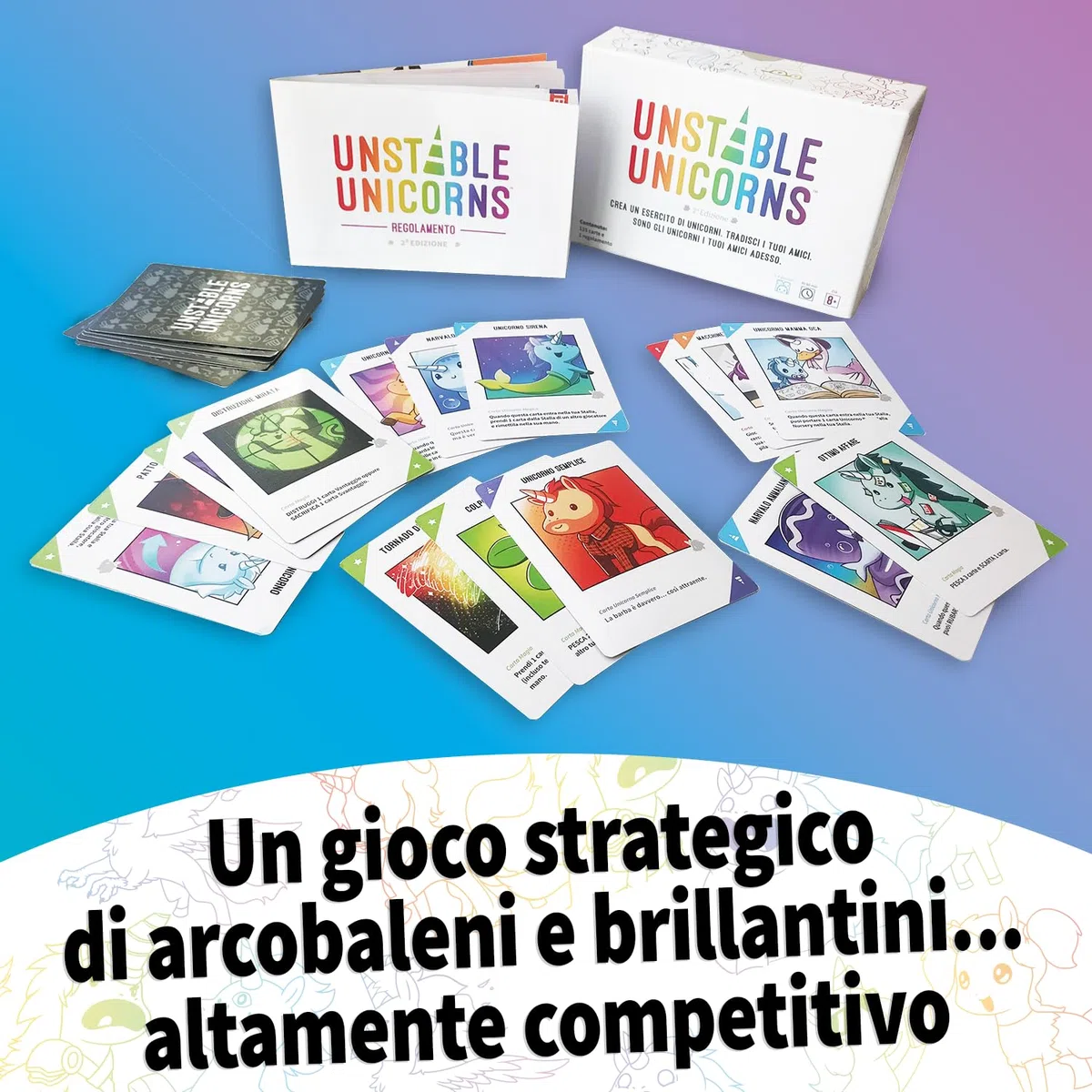 Asmodee – UNSTABLE UNICORNS – Tradisci i tuoi amici e scatena la distruzione – Gioco Strategico e Carte da Gioco Divertente – Idea Regalo – 2-8 Giocatori – 8+ Anni – Ed. in Italiano