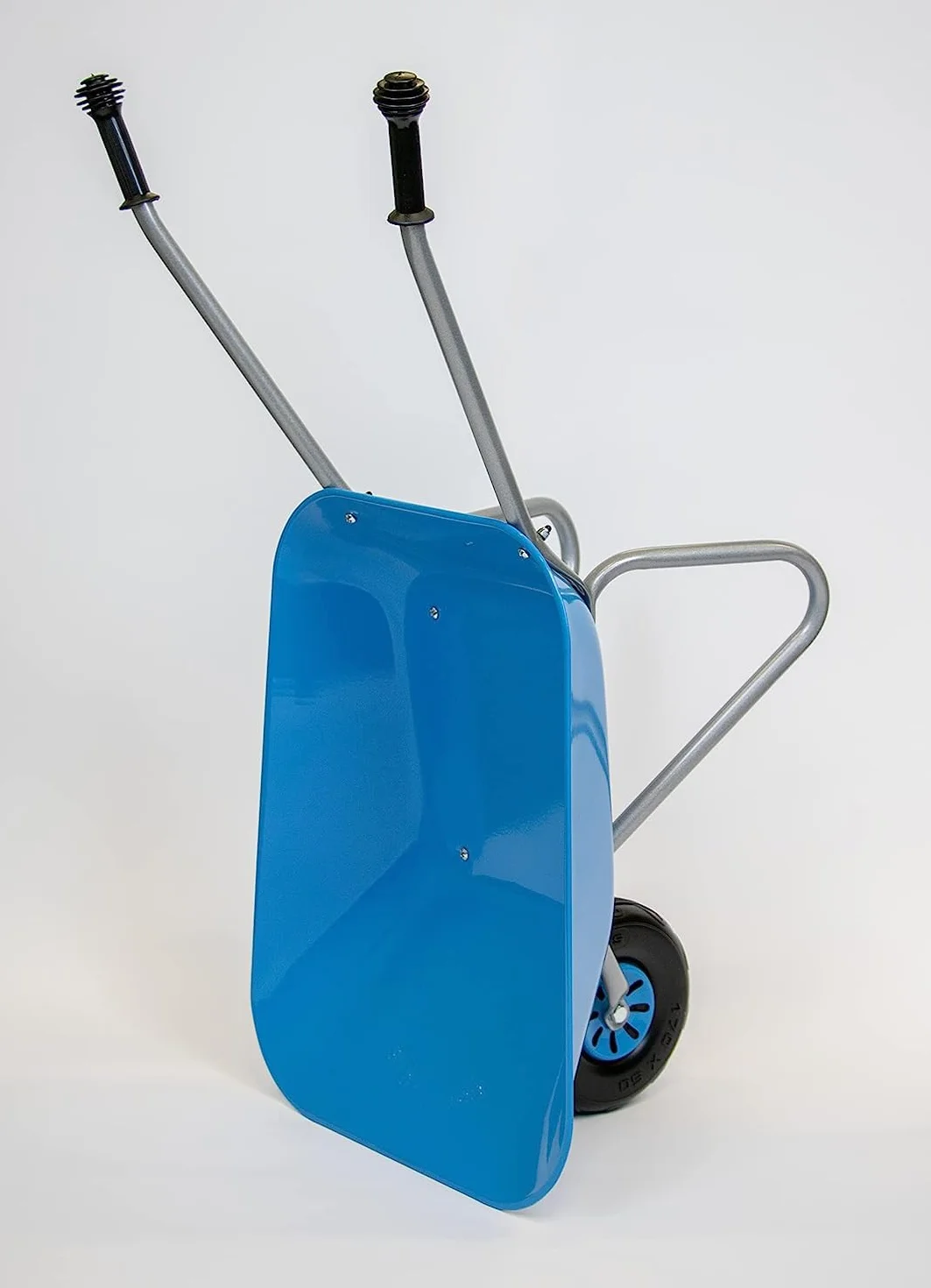 Rolly Toys Carriola per bambini (colore blu/argento, carriola da giardino, carriola in metallo, giocattolo per bambini dai 2,5 anni in su, portata fino a 25 kg, attrezzi da giardino azzurro per