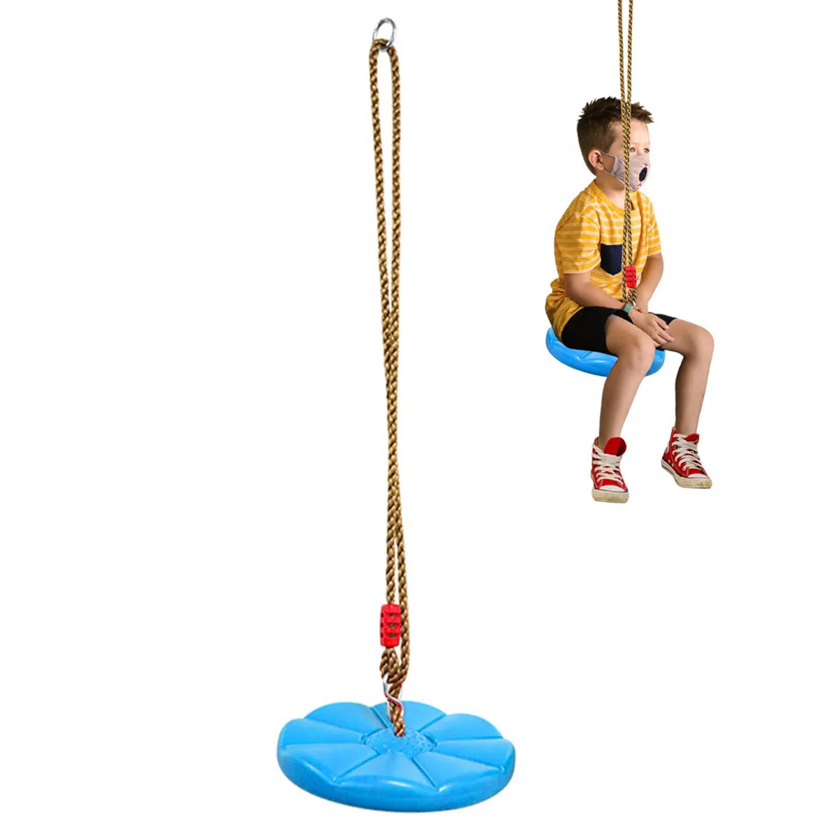 Générique Altalena per albero in corda per – Sedile per altalena a disco rotondo, giocattolo di corda da arrampicata all'aperto | Kit di altalene da appendere regolabile, per area giochi di cortile,