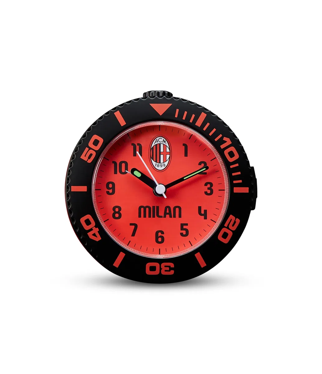 Seven Sveglia analogica A.C. MILAN al quarzo con movimento continuo, Prodotto ufficiale, Calcio, Idea regalo bambini e adulti