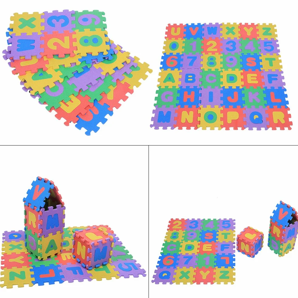 Tappeto Puzzle Per Bambini,Tappetino Da Gioco Per Bambini Puzzle In Schiuma, 36 Pezzi Tappeto Da Gioco In Schiuma Eva Morbida Piastrelle Per Pavimenti Multicolore Per Bambini Numeri E Lettere Neonati