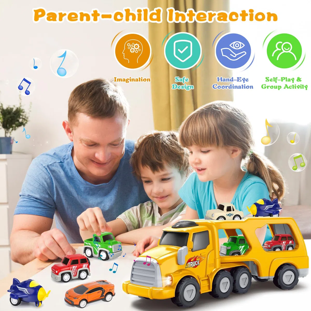 9 In 1 Camion Macchinine 3 4 5 6 Anni, Camion Cars Macchinine per Bambini con Suoni e Luci, Camion Giocattolo per Bambini Maschio 3 4 5 6 Anni