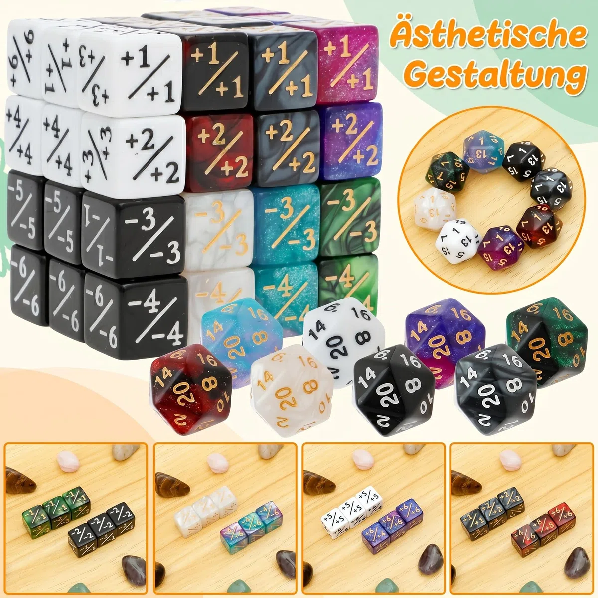 56 contatori per dadi compatibili con MTG CCG, accessori per gioco di carte con sacchetti, dadi Magic per feste da tavolo
