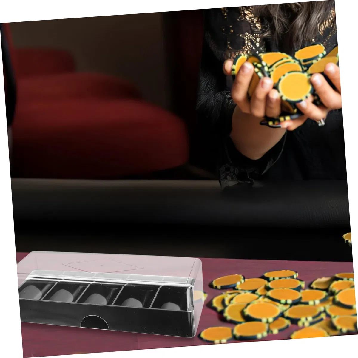 TOYANDONA Porta Fiches Poker Trasparente in Acrilico Custodia Professionale Multiuso Capacità Per Chip e Piccoli Oggetti Organizer Da Tavolo Per Uso Domestico e Tornei