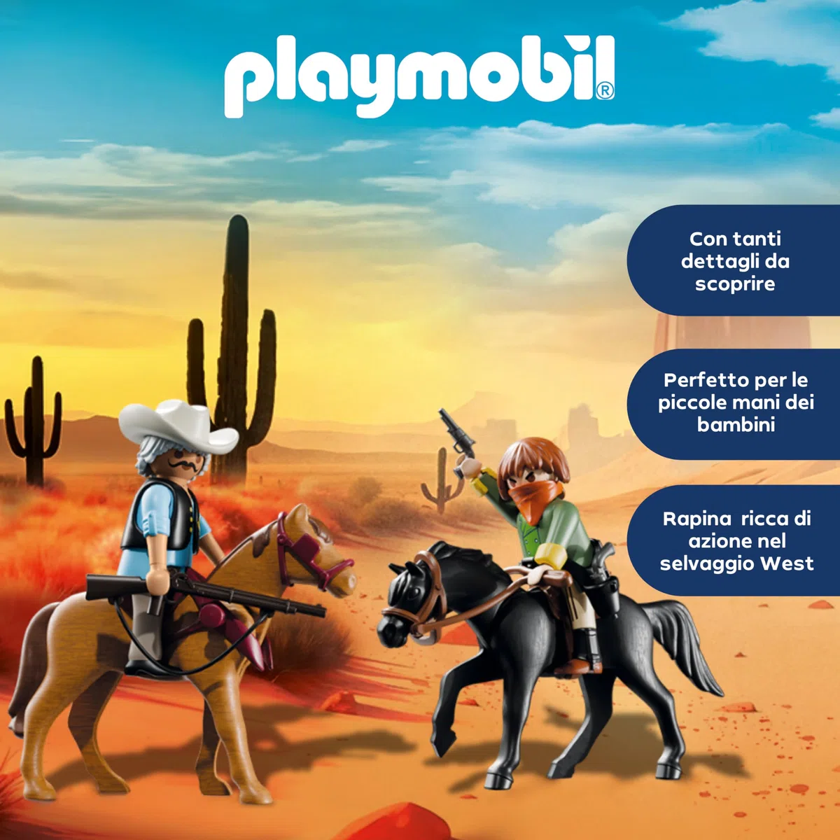 PLAYMOBIL | Promo Pack | Rapina alla diligenza | Giocattolo da 4 anni | Regalo per bambini | Set di gioco avventuroso con figure e cavalli | 71862