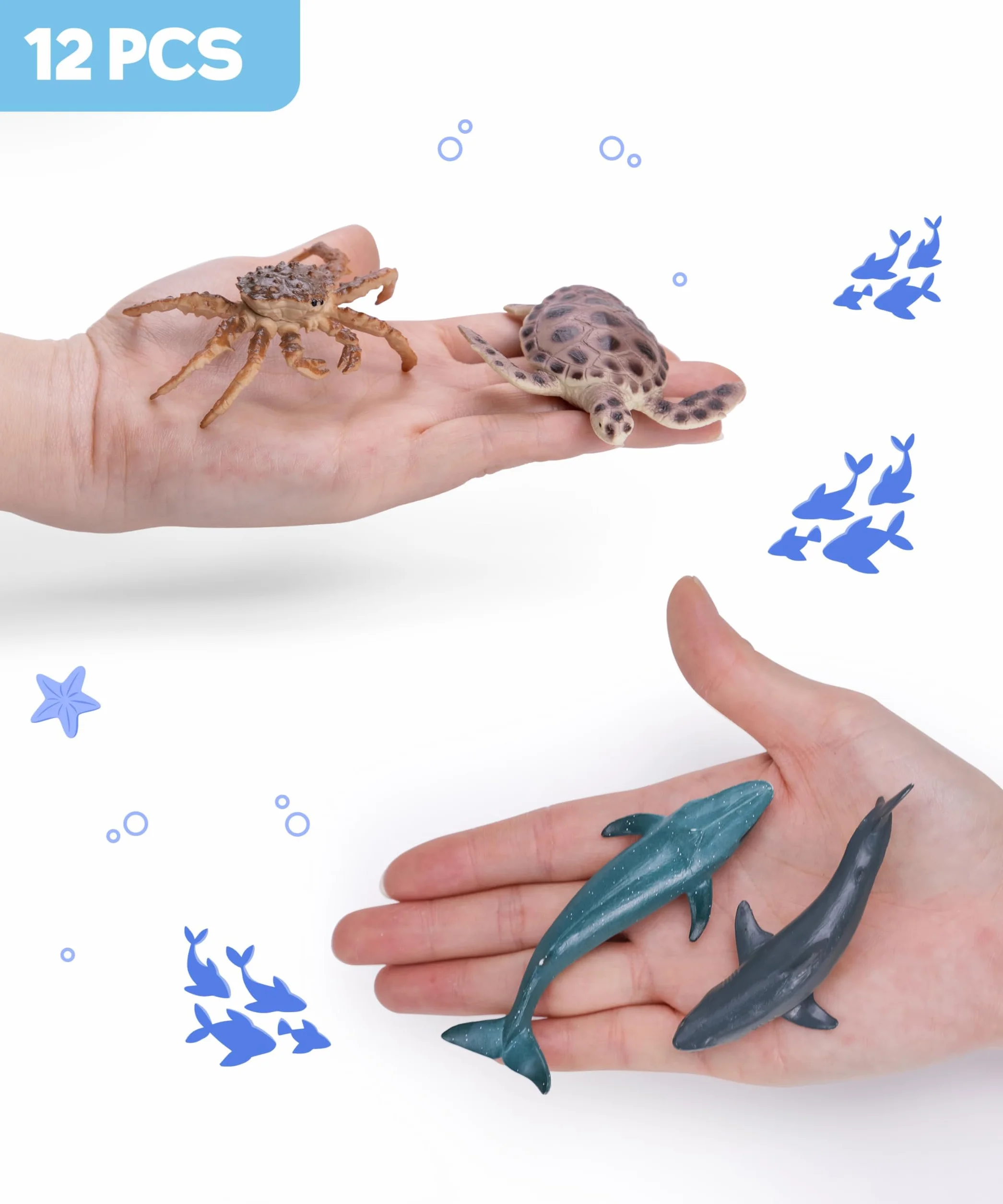 Mare Giocattolo Animale Figure, 12 Pezzi Marini Figure Animali, Oceano Giocattoli Animali, Mini Marini Giocattolo, Giocattoli Animali Marini, Oceano Figure Plastica, Animali Marini