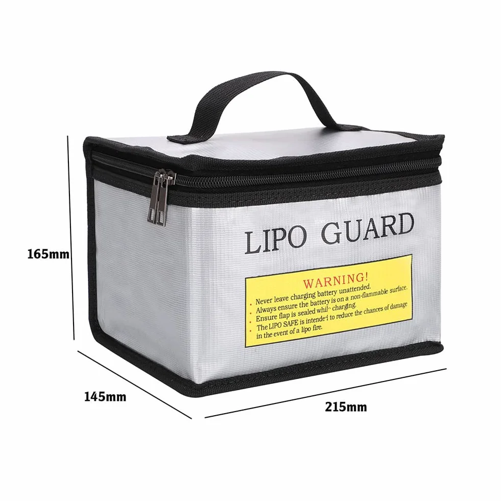 WANGCL Lipo Borsa per Batteria a Prova di Fuoco Impermeabile Lipo Borsa di Ricarica Lipo Lipo per Batteria Li-po Drone Batteria Power Bank 215x145x165mm - Sliver