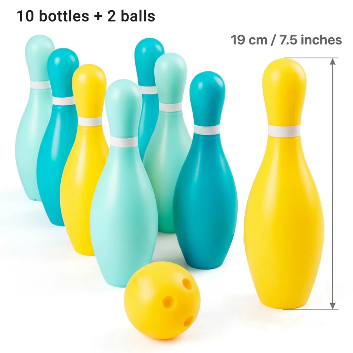Set da bowling per bambini con 10 birilli e 2 palline - Giochi da bowling in plastica per bambini, giocattoli sportivi per interni ed esterni con birilli facili da colpire per la coordinazione