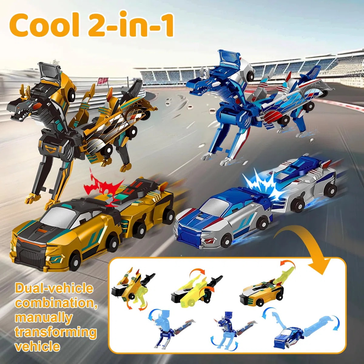 Auto Trasformabile Dinosauro Giocattolo, 2 in 1 Dino Auto Transformers, Giocattolo Auto Dinosauro Trasformabile, Drago Transf0rmers Macchina Giocattoli, Auto Dinosauro Trasf0rmabile per Regalo