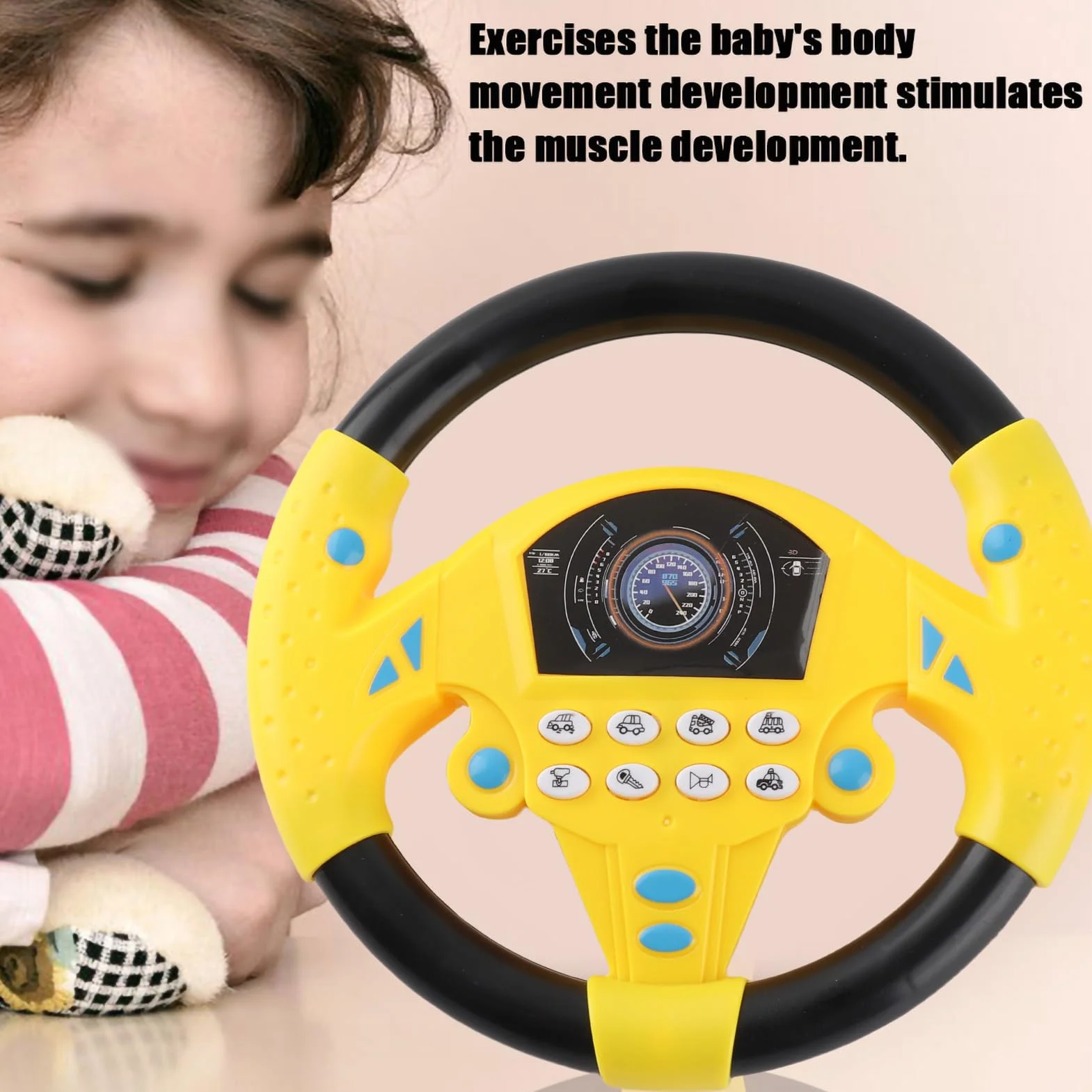Tnfeeon Volante Copilota per Bambini Simulazione Giocattolo Volante con Luce E Suono Guida Giocattoli Educativi per La Prima Infanzia(Giallo)