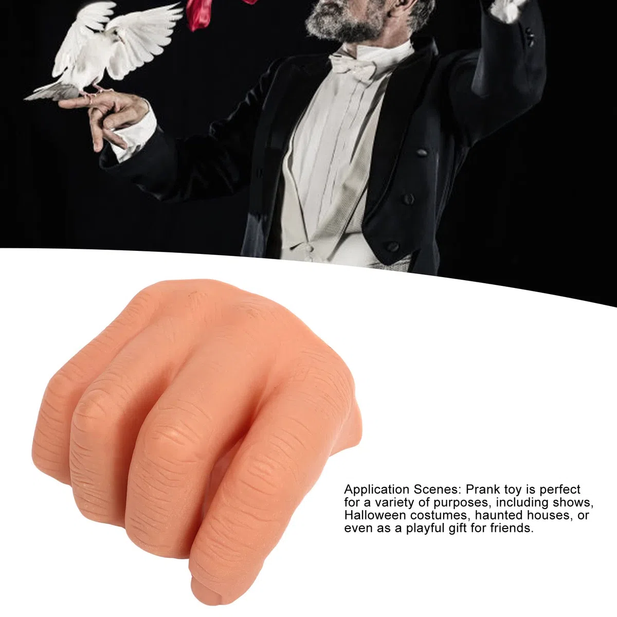 Fockety Mano Finta, Plastica Morbida Texture realistica della Pelle Realistico Trucchi di magia Facile da Usare 10 x 10 cm Terza Mano Finta per spettacoli, Costumi di Halloween