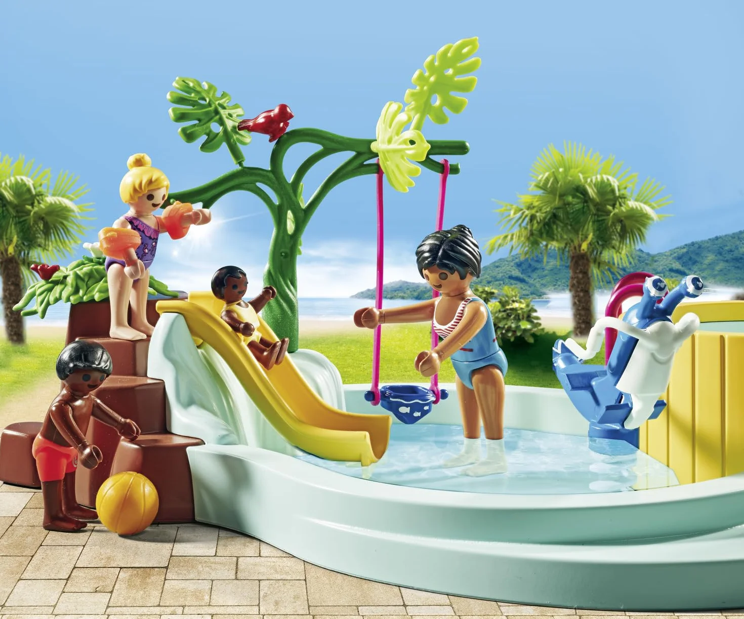 PLAYMOBIL myLife Promo Pack 71529 Piscina con Vasca idromassaggio, Divertimento Acquatico, Inclusi Scivolo a Onde, Dondolo a Molla e Altalena per Bambini, Giocattolo per Bambini dai 4 Anni in su