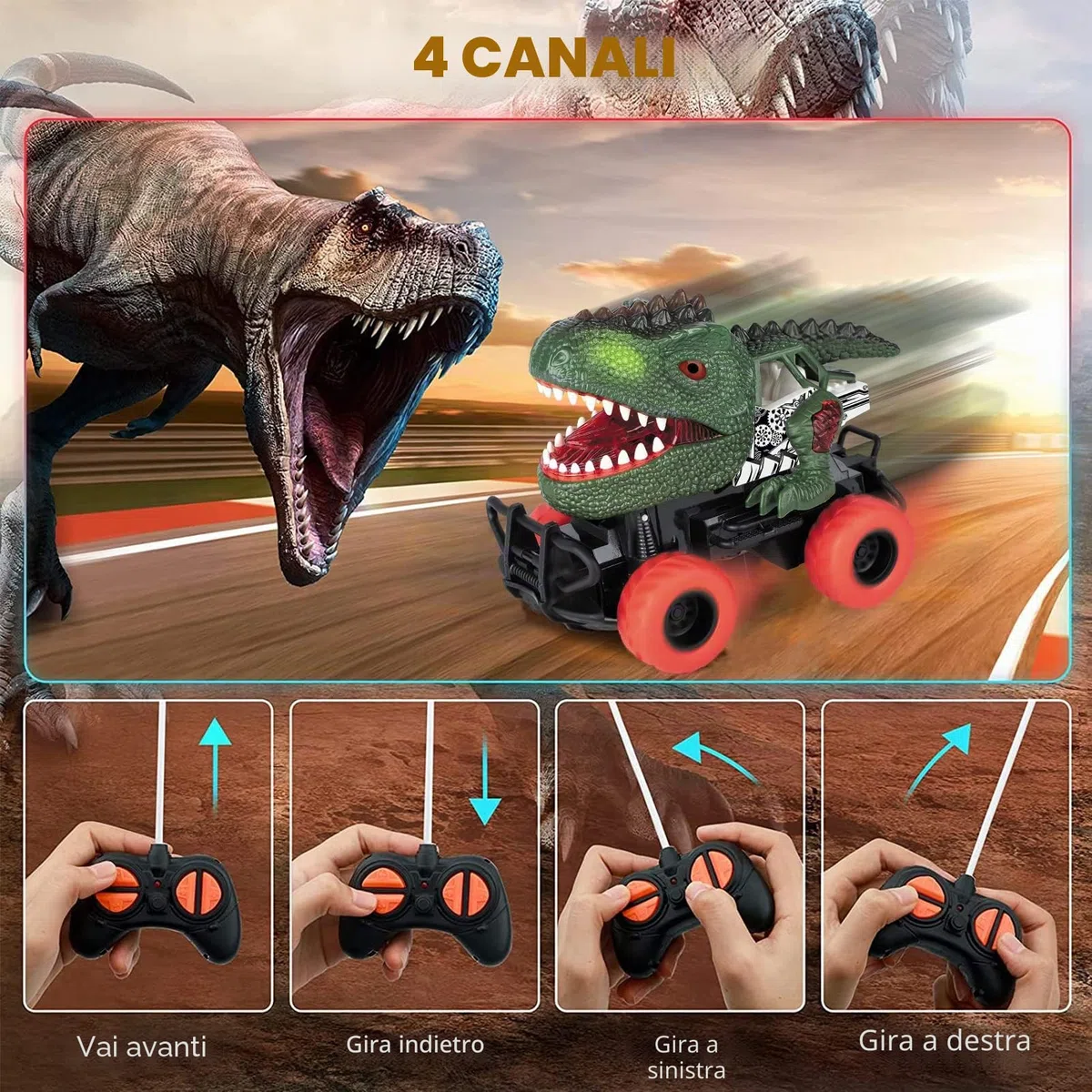 Delycazy Dinosauri Giocattolo per Bambini 3 4 5 6 7 8 Anni, Macchina Telecomandata Macchinine per Bambini, Camion Giocattolo Regalo per Bambino