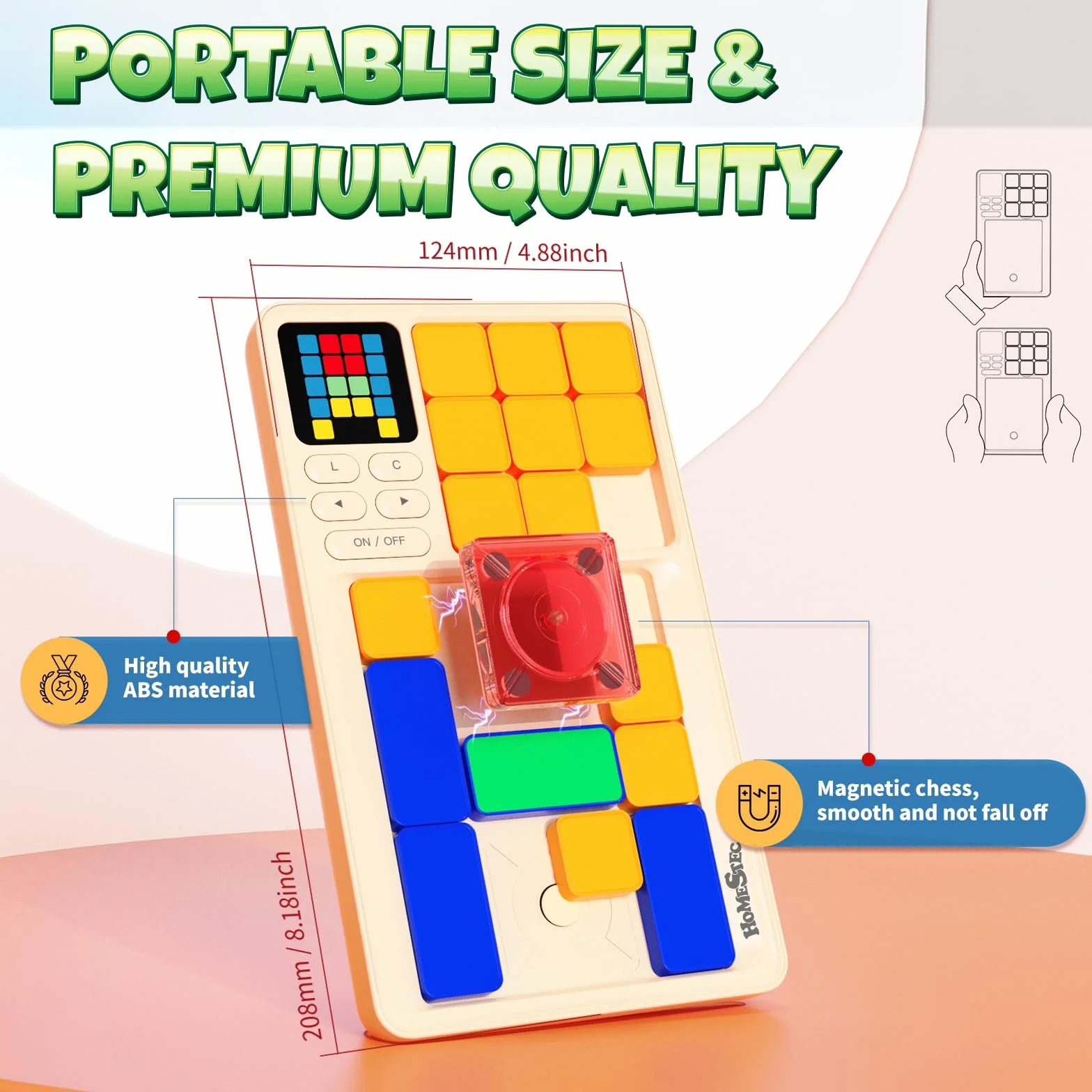 HOMESTEC Puzzle Rompicapo Scorrevole, Palmare da Gioco Elettronico, 520 Livelli e 3 Modalità di Gioco, Giocattolo Educativo per Bambini e Adulti, Regali di Natale, regali di compleanno