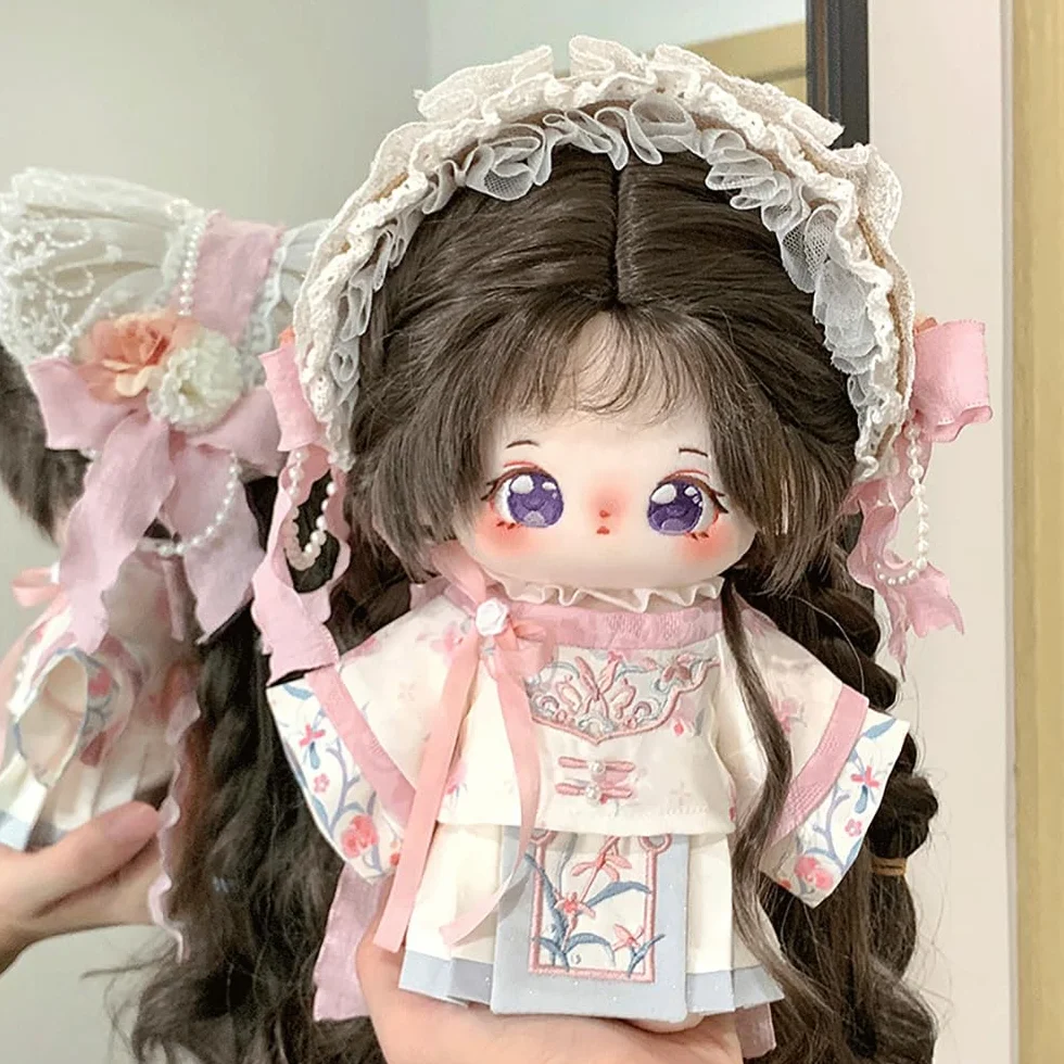 niannyyhouse Bambola di peluche da 20 cm, vestito, cappotto, gonna, stile antico Hanfu, 20,3 cm, bambola di peluche Dressup (A1)