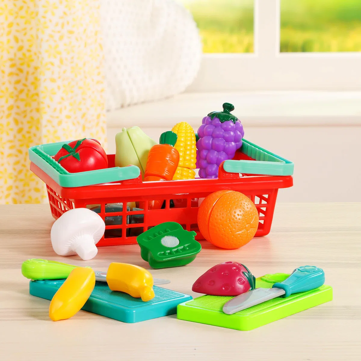 Battat - Cestino di prodotti del mercato agricolo - Gioco del cibo per bambini - cucina chef gioco di ruolo giocattoli finti - Cestino di prodotti del mercato agricolo - 2 anni +
