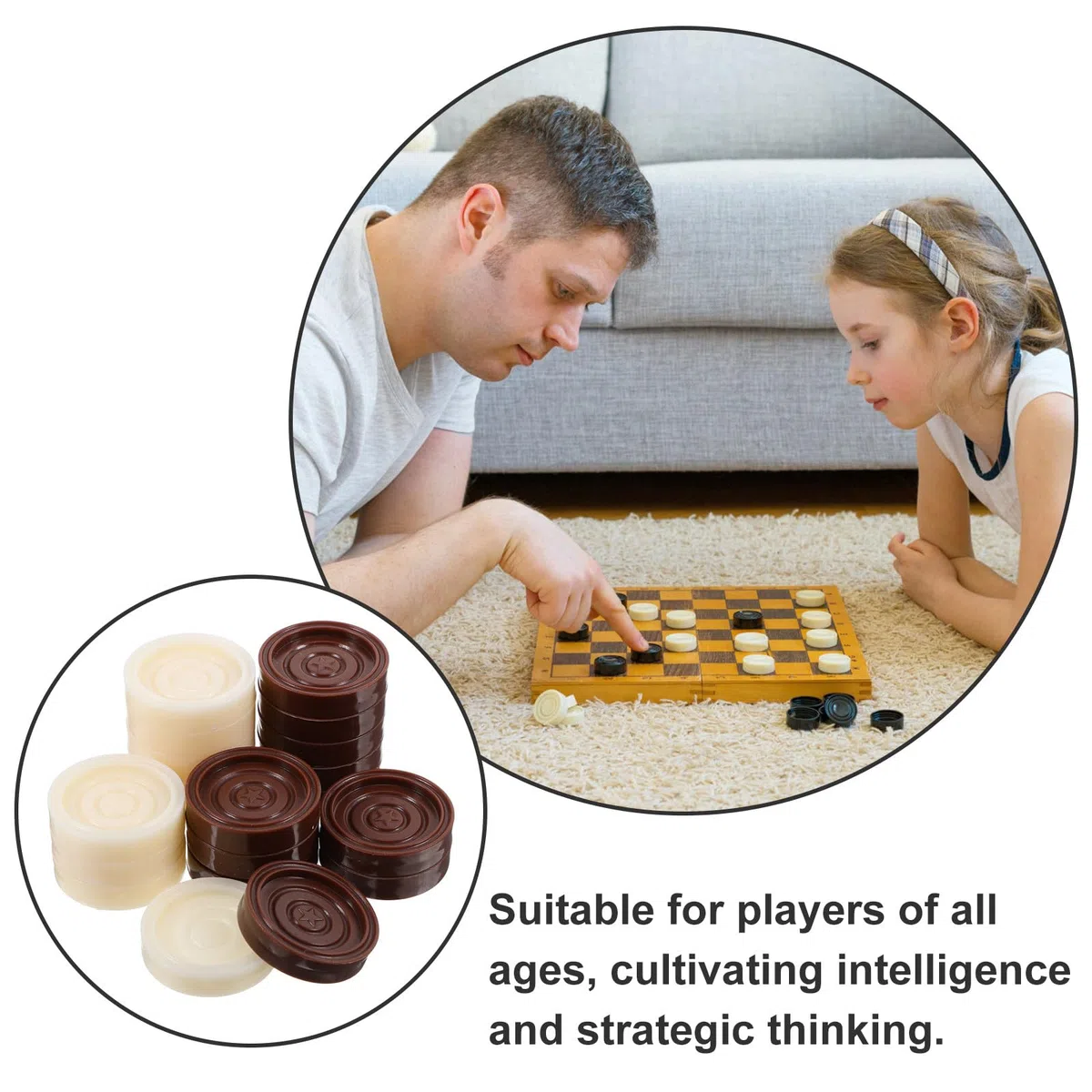 Accessori per Scacchiera 24 Pezzi in Plastica per Gioco da Tavolo Dama e Backgammon, Includono Pezzi Sostitutivi per Partite in Famiglia