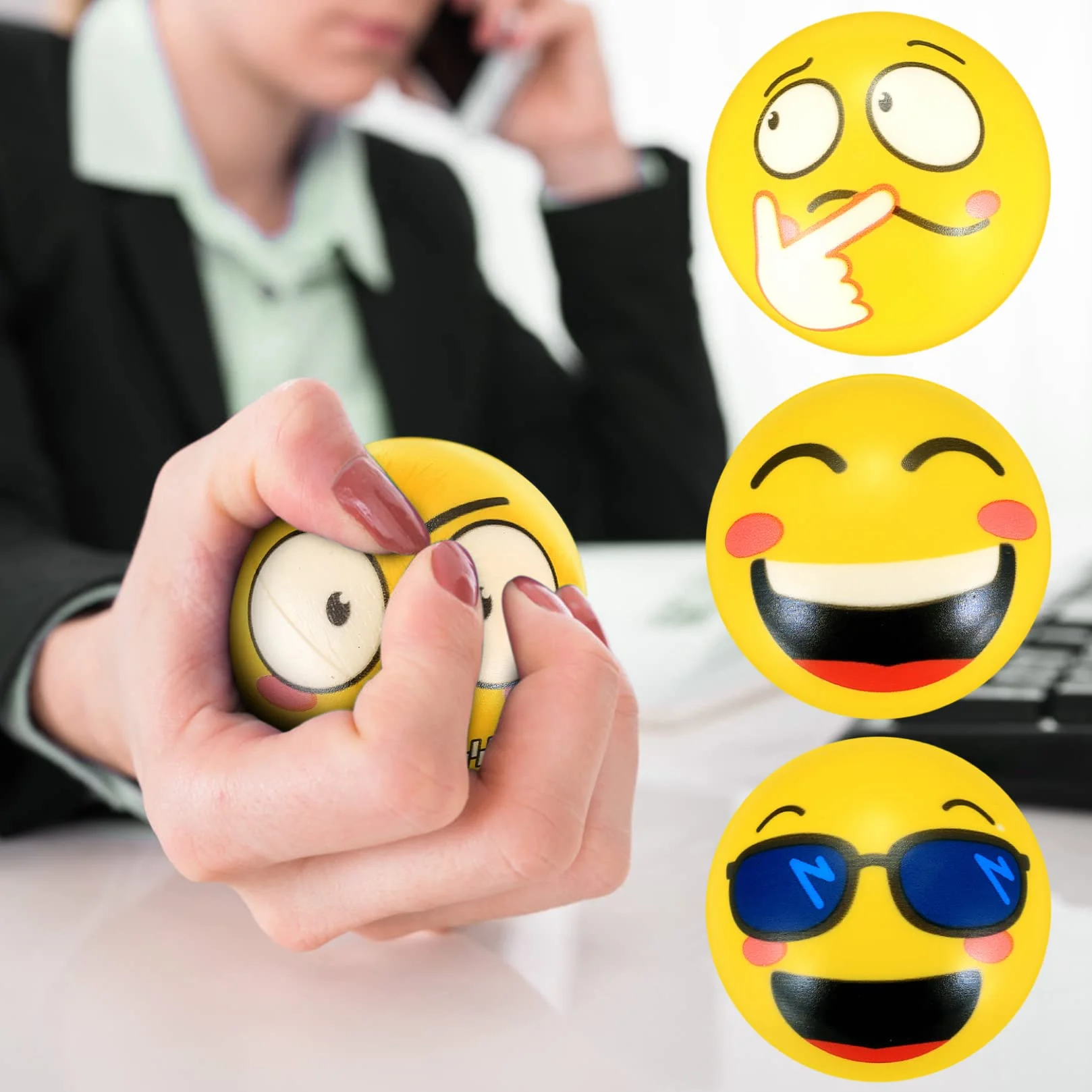 18 Pezzi Palline Antistress con Faccina Emoji, Palline Squeeze Antistress per Bambini Adulti Festa, premi, Regali di Compleanno