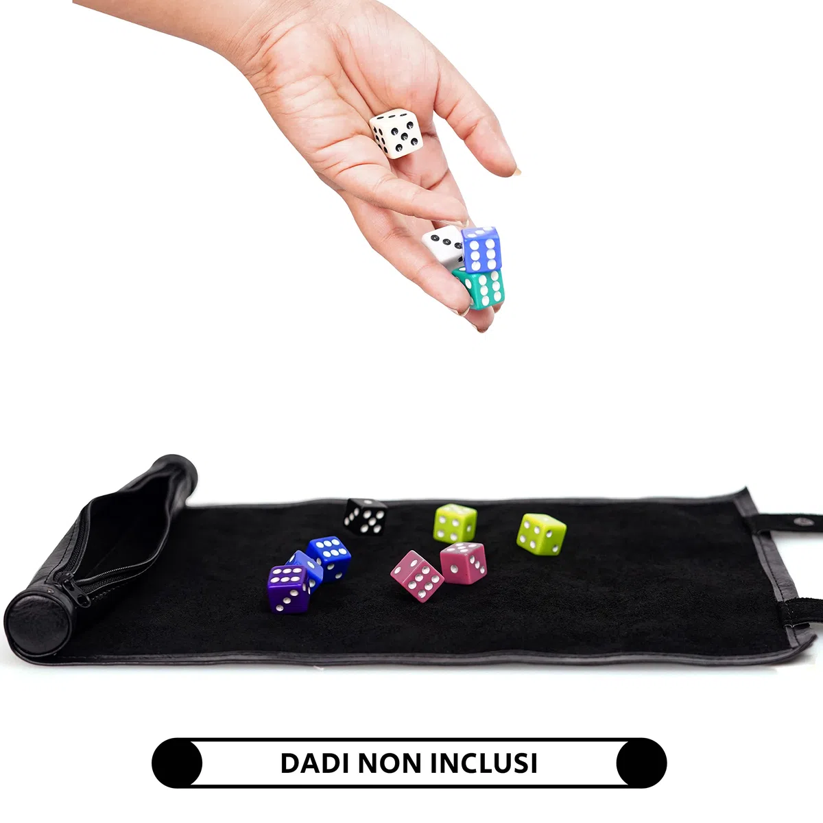 Belle Vous Porta Dadi per Giochi da Tavolo Scorrevole Nero con Tappetino - Porta Dadi in Pelle PU con Cerniera - Vassoio per Dadi Poliedrici Pieghevole Ideale per DND, RPG e Altri Giochi da Tavolo
