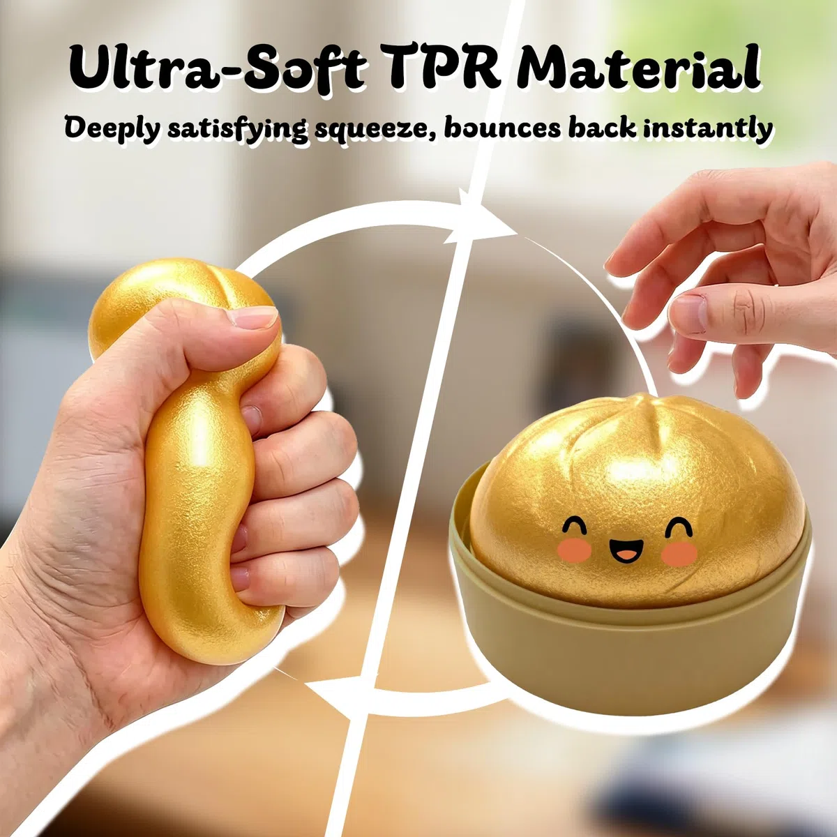 Dumplings Squishy, Gigante Glitter Squishys Ravioli, Divertente Giocattolo Antistress Bao Bun Con Vaporiera, Glitter Dumpling Squishys, Ravioli Spremere Giocattoli, Alleviare l'ansia (C)